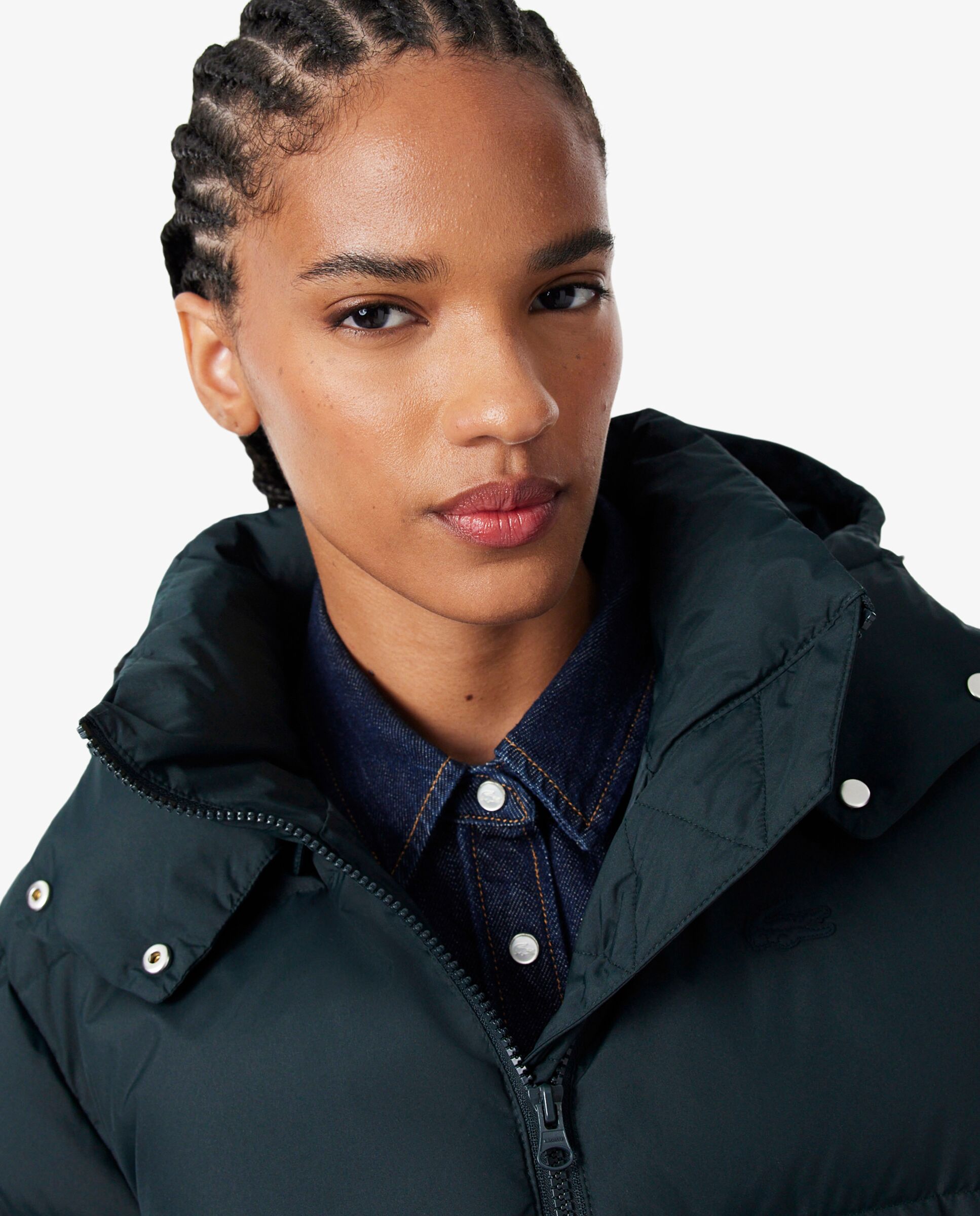 Chaqueta de mujer acolchada con capucha hidrófuga en verde - Lacoste - Verde oscuro Verde oscuro-3