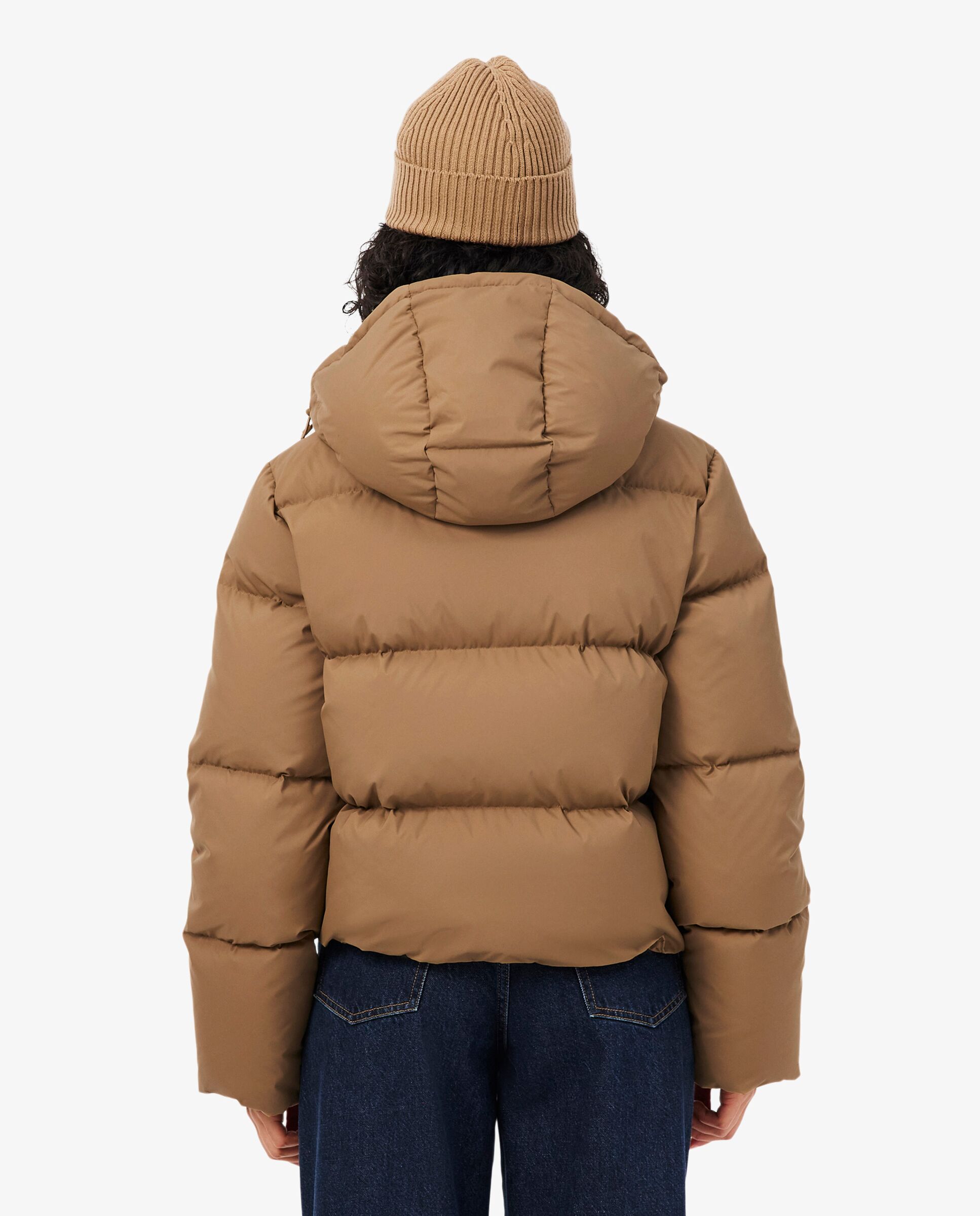 Chaqueta de mujer acolchada con capucha hidrófuga en verde - Lacoste - Marrón Marrón-2