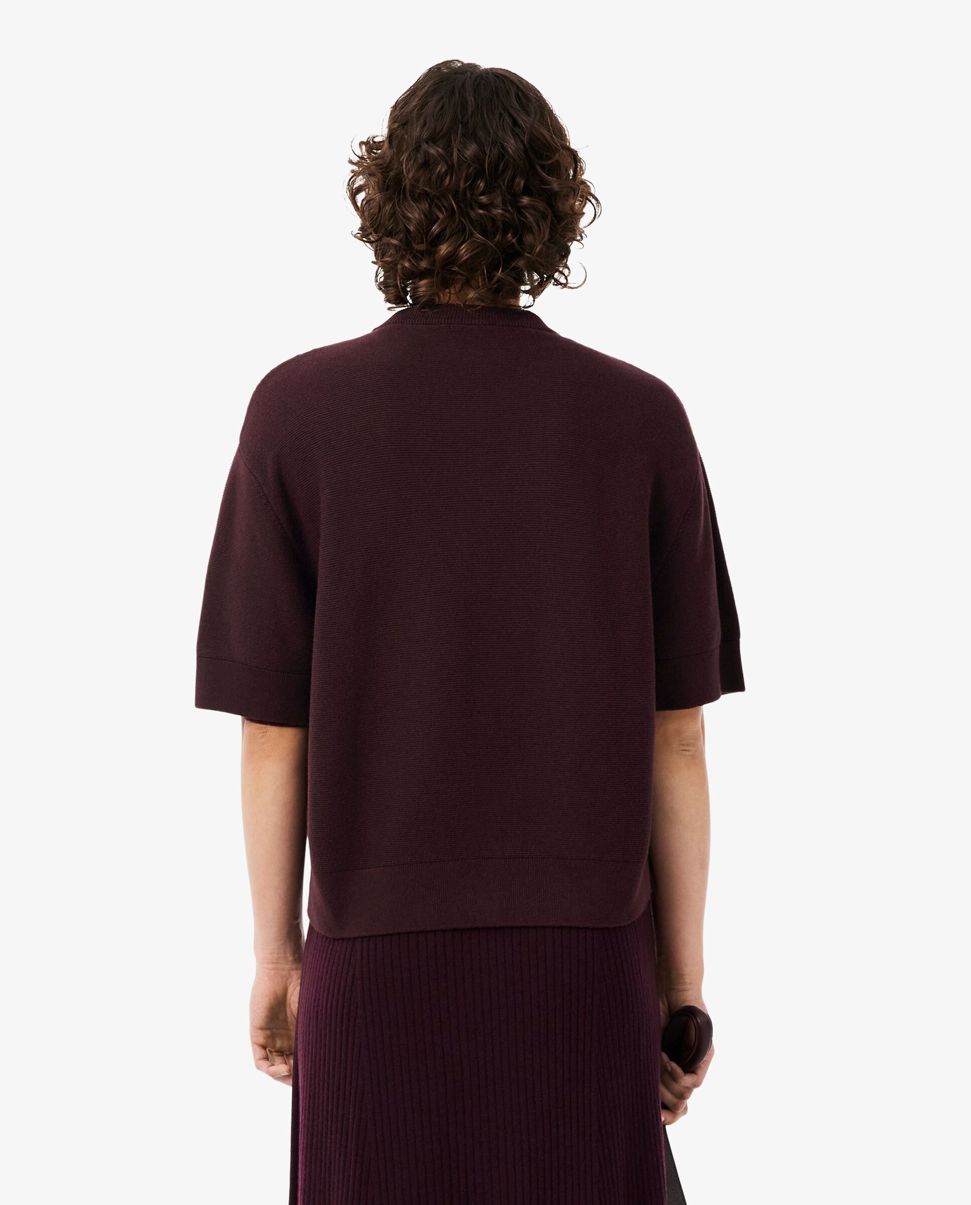 Chaqueta de mujer de punto musgo de mezcla de lana y algodón en marrón de manga corta - Lacoste - Marrón Marrón-2