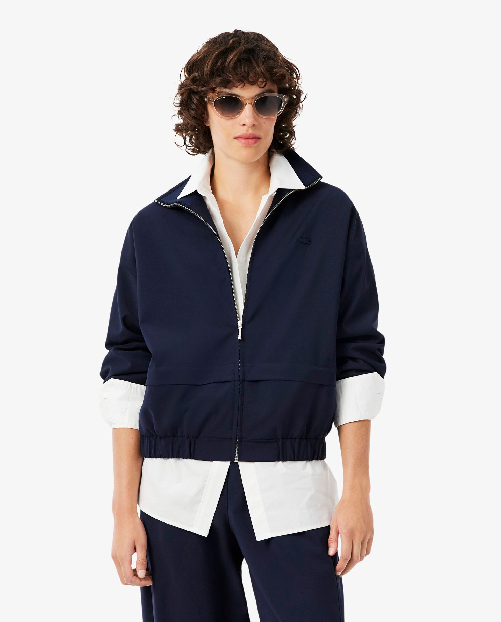 Chaqueta de mujer de chándal oversize en azul de manga larga - Lacoste - Azul marino Azul marino-1