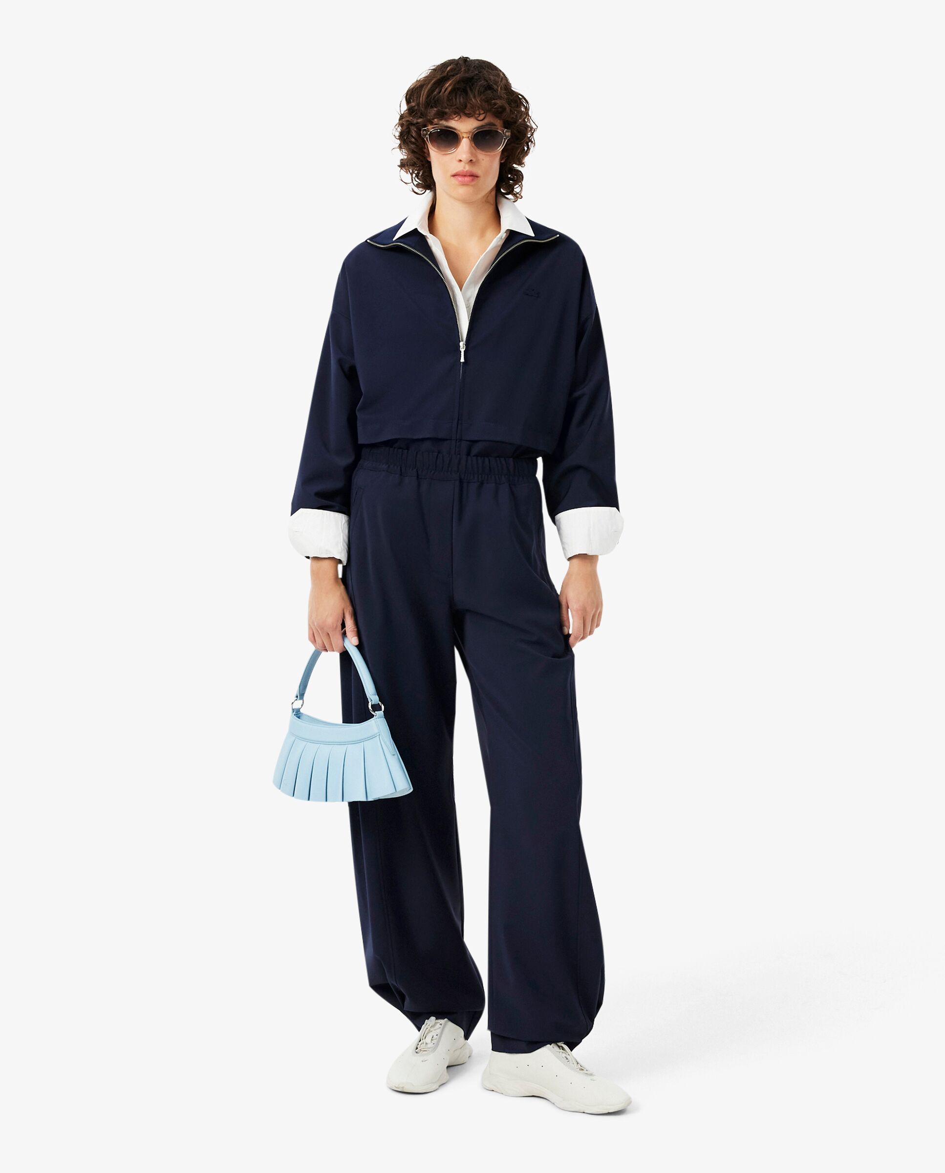 Chaqueta de mujer de chándal oversize en azul de manga larga - Lacoste - Azul marino Azul marino-4