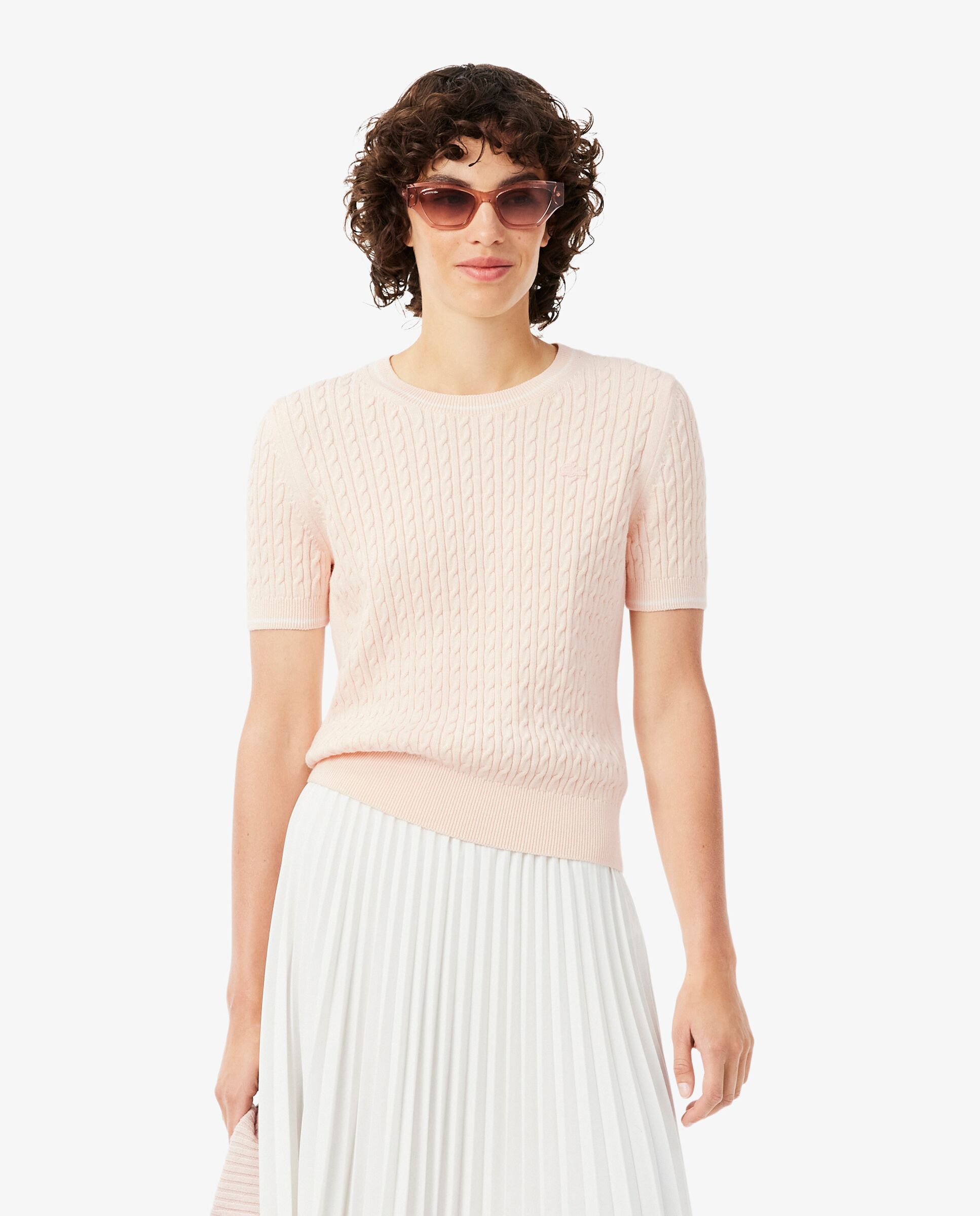Jersey de manga corta de punto con ochos en azul - Lacoste - Rosa Rosa-1