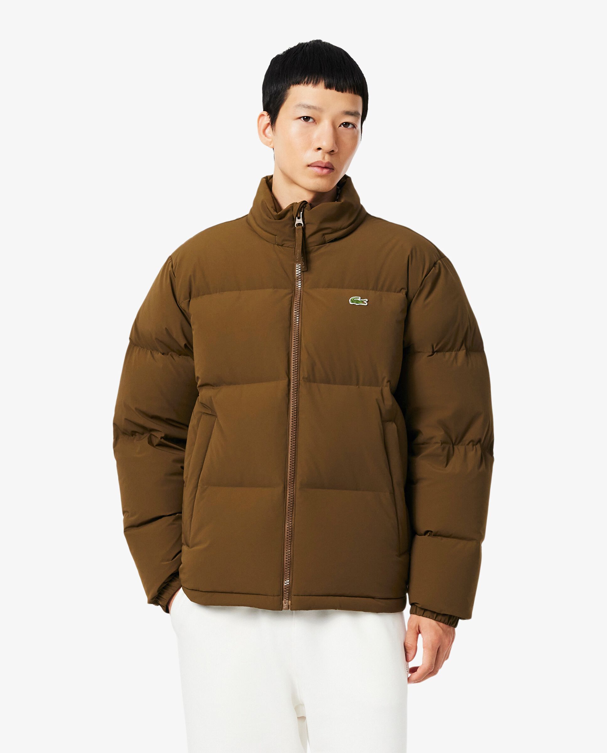 Chaqueta de hombre acolchada con capucha hidrófuga - Lacoste - Marrón Marrón-1
