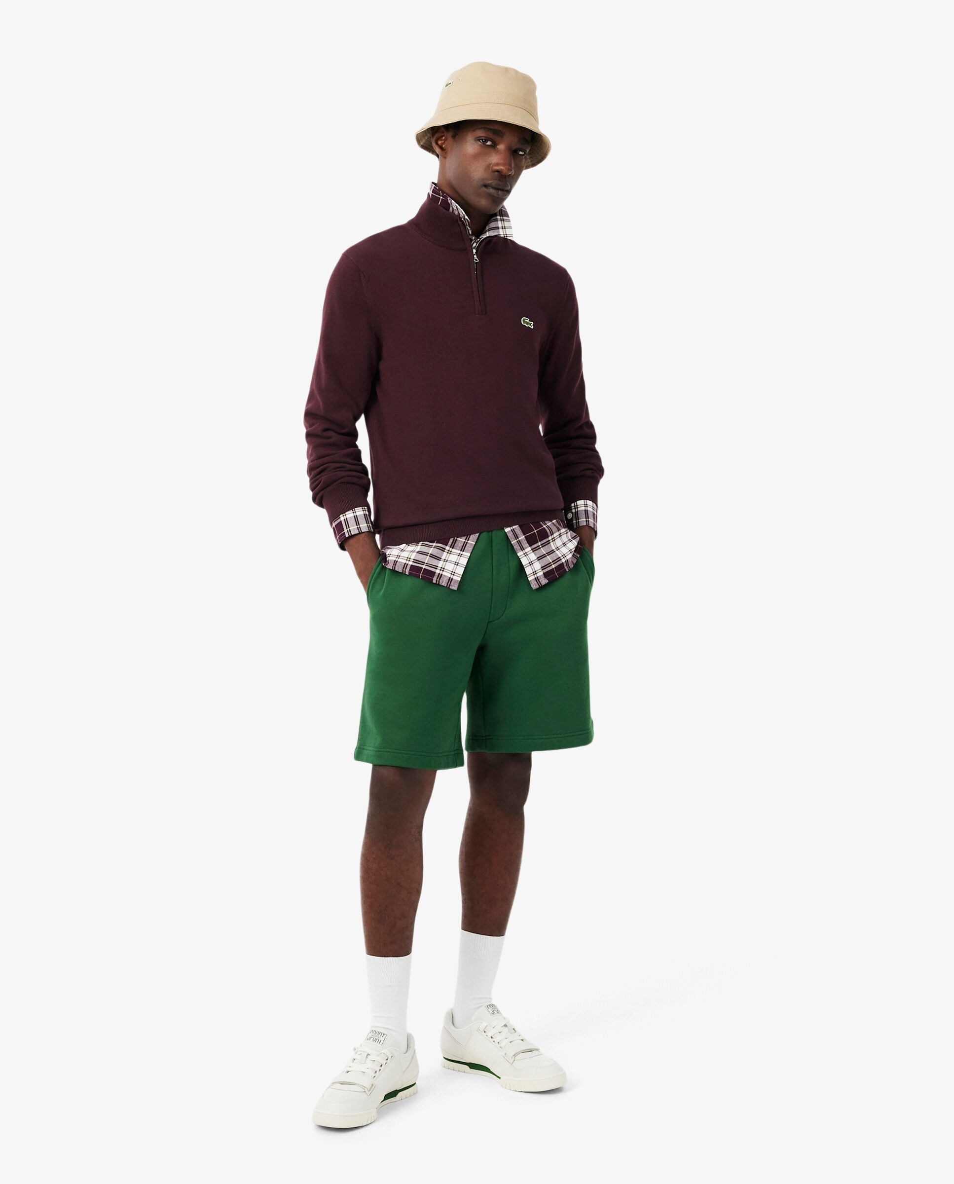 Jersey de hombre en algodón ecológico con cremallera - Lacoste - Marrón Marrón-4