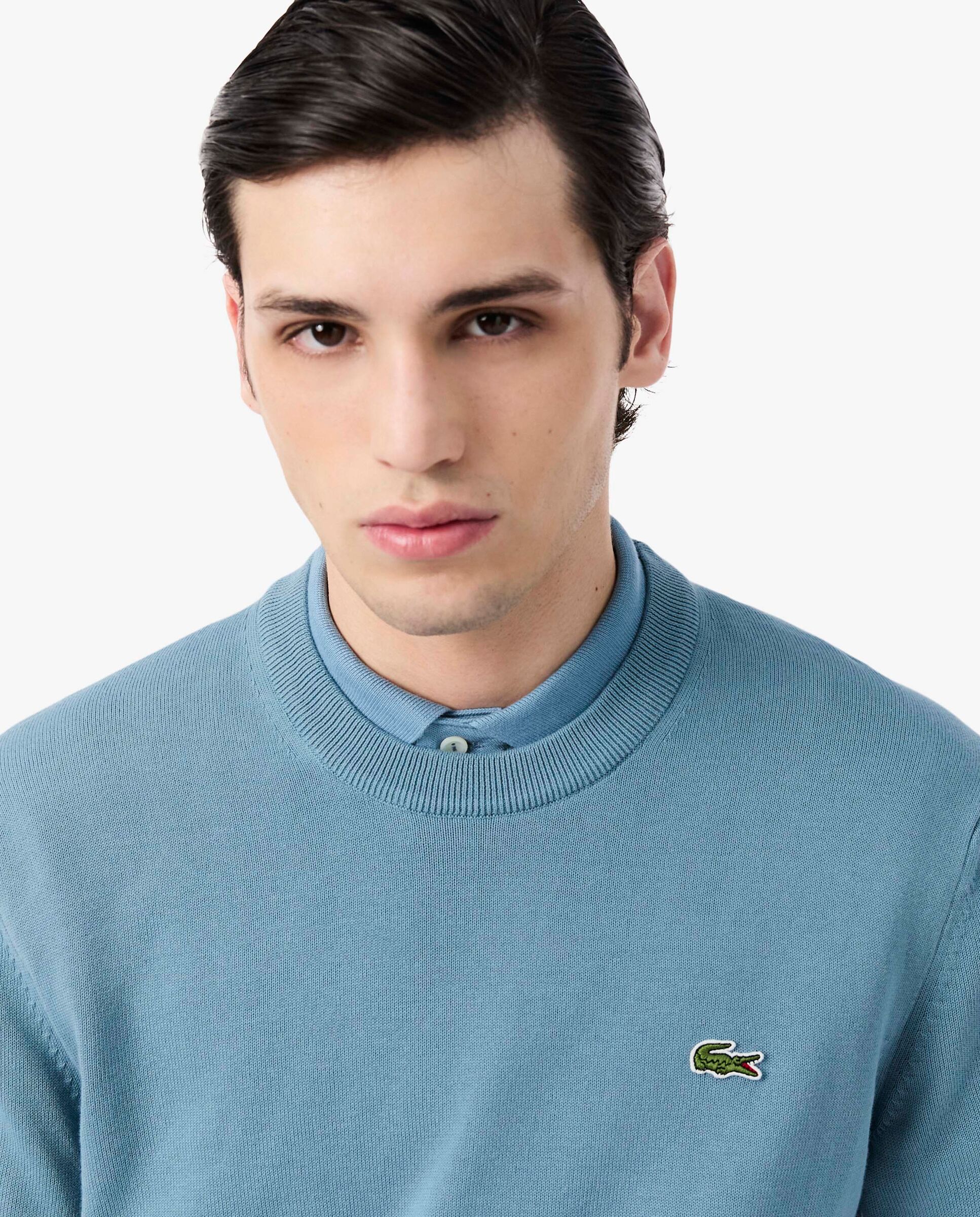 Jersey de hombre de cuello redondo de algodón monocolor - Lacoste - Azul claro Azul claro-3