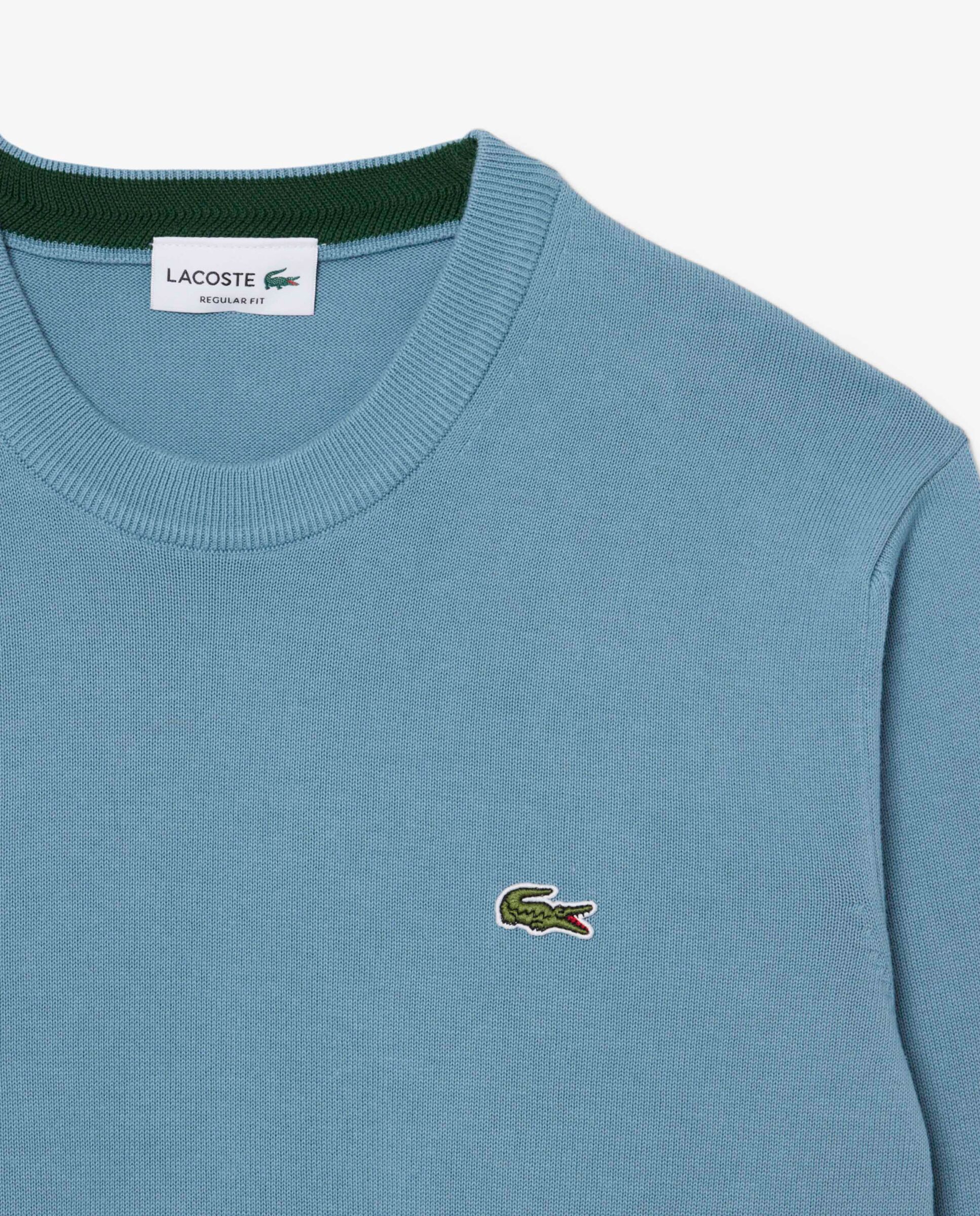 Jersey de hombre de cuello redondo de algodón monocolor - Lacoste - Azul claro Azul claro-5