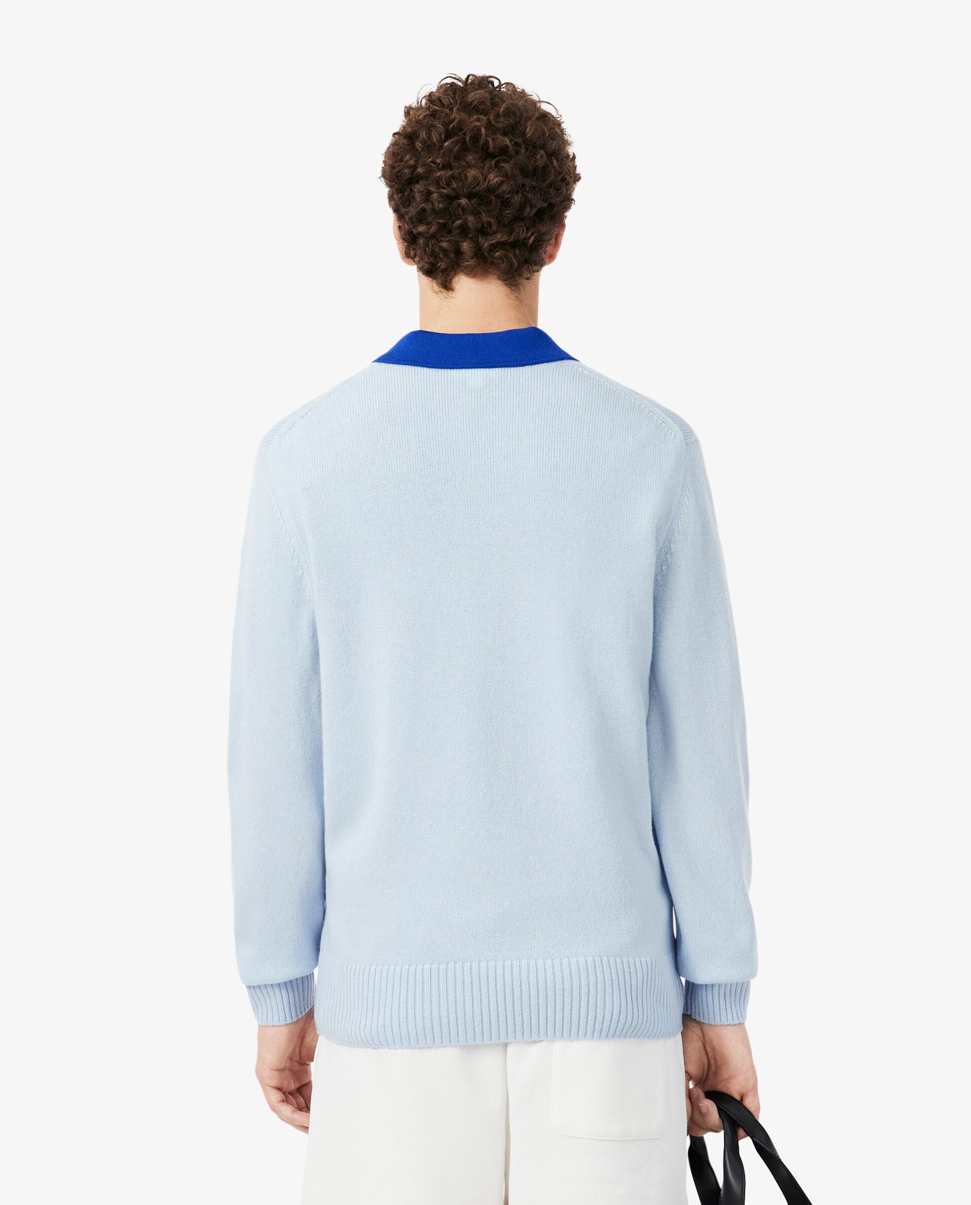 Jersey de hombre de cuello redondo de lana cardada - Azul claro Azul claro-2