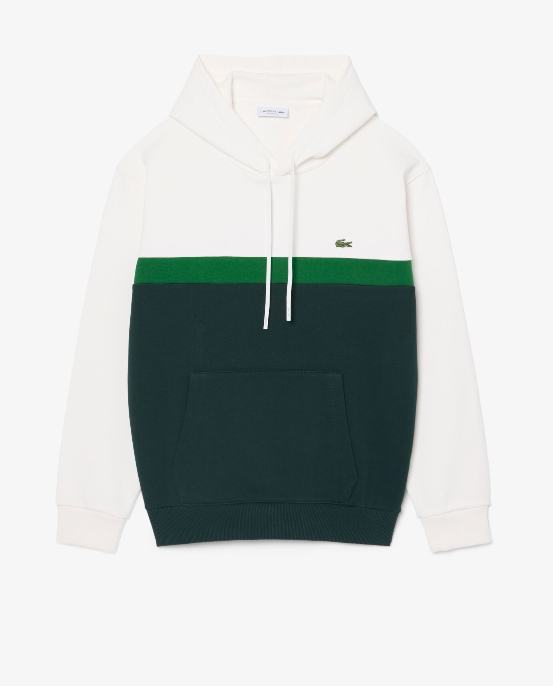 Lacoste - Sudadera de hombre con capucha de felpa con bloques de color en blanco.