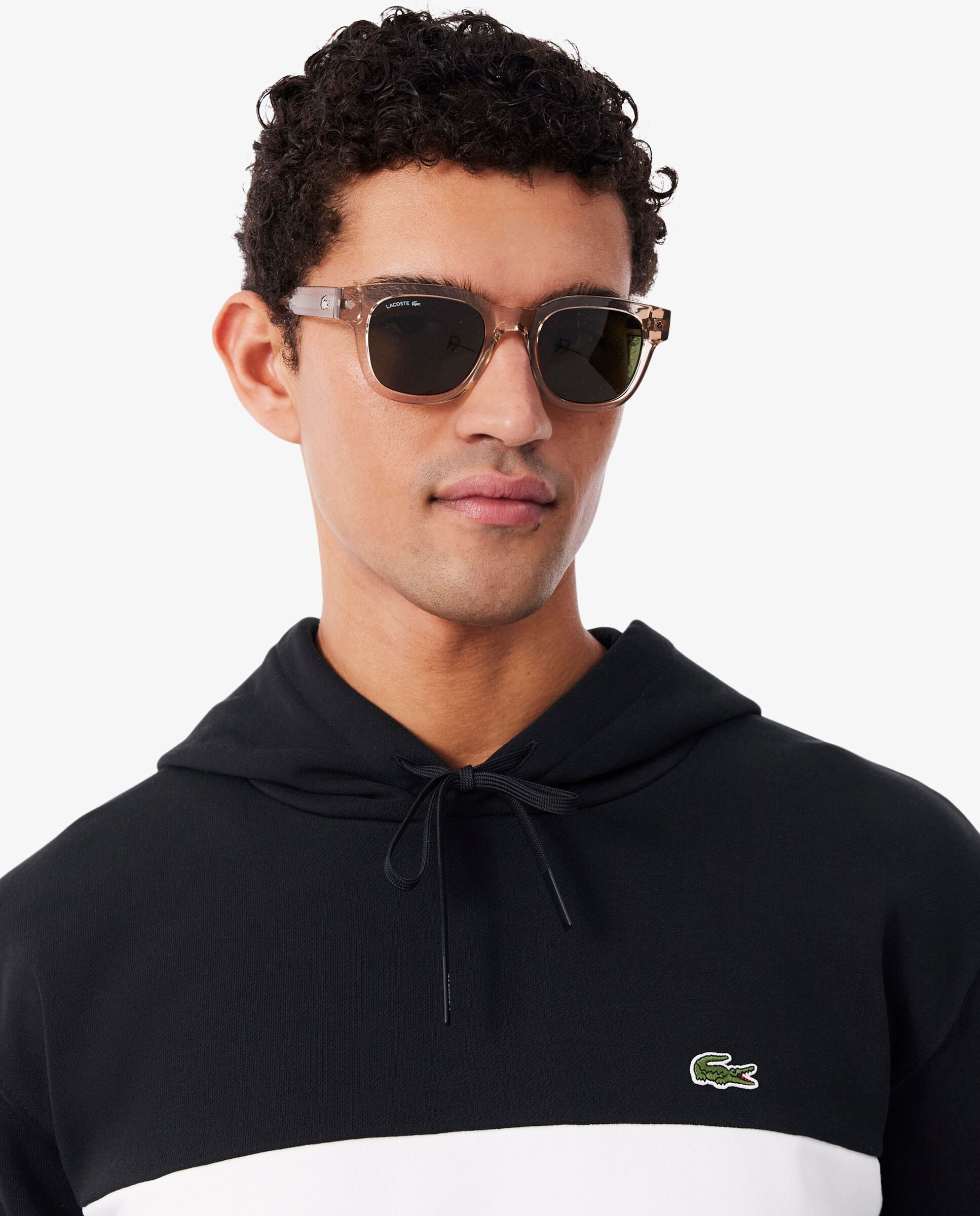 Sudadera de hombre con capucha de felpa con bloques de color en - Lacoste - Negro Negro-3