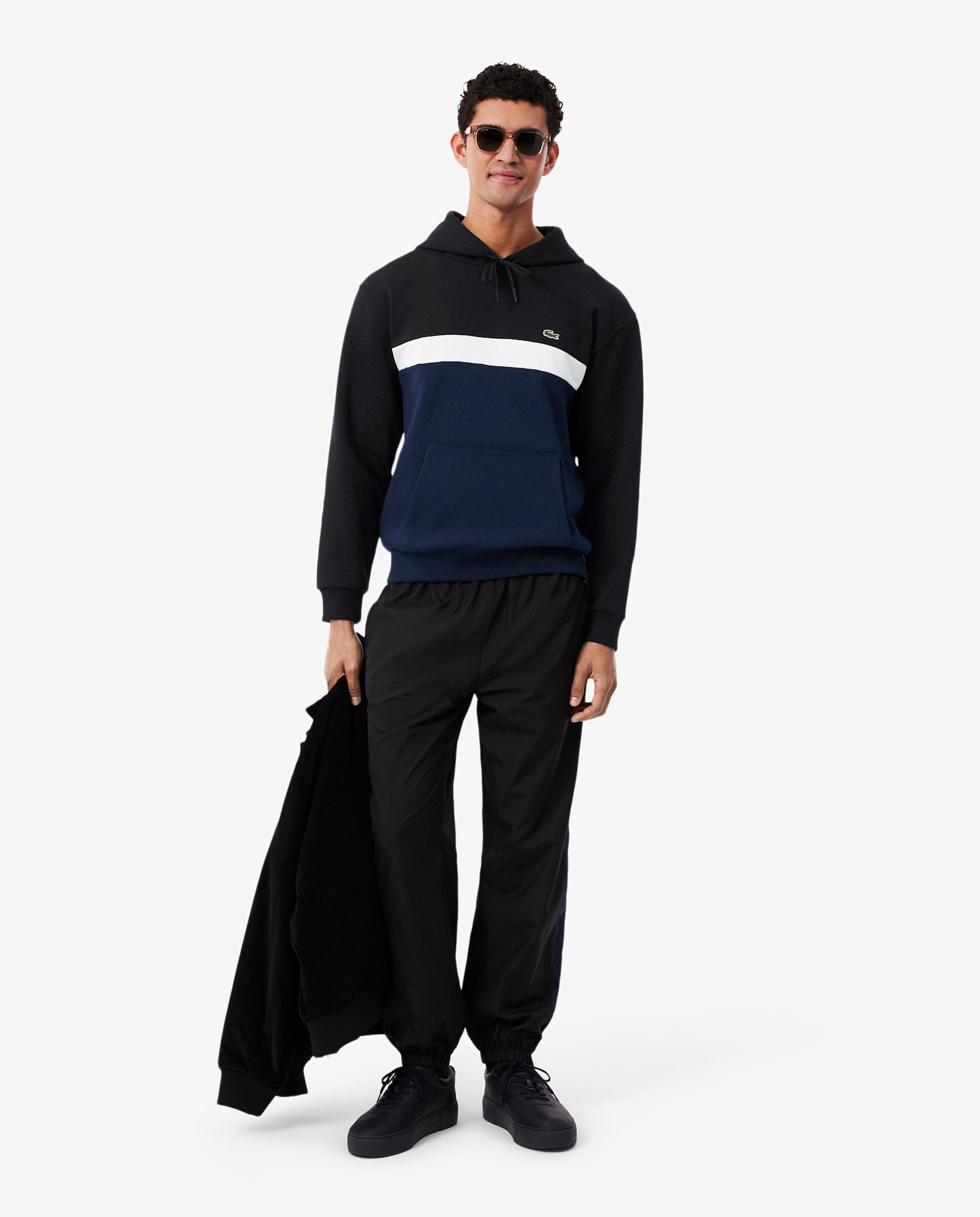 Sudadera de hombre con capucha de felpa con bloques de color en - Lacoste - Negro Negro-4