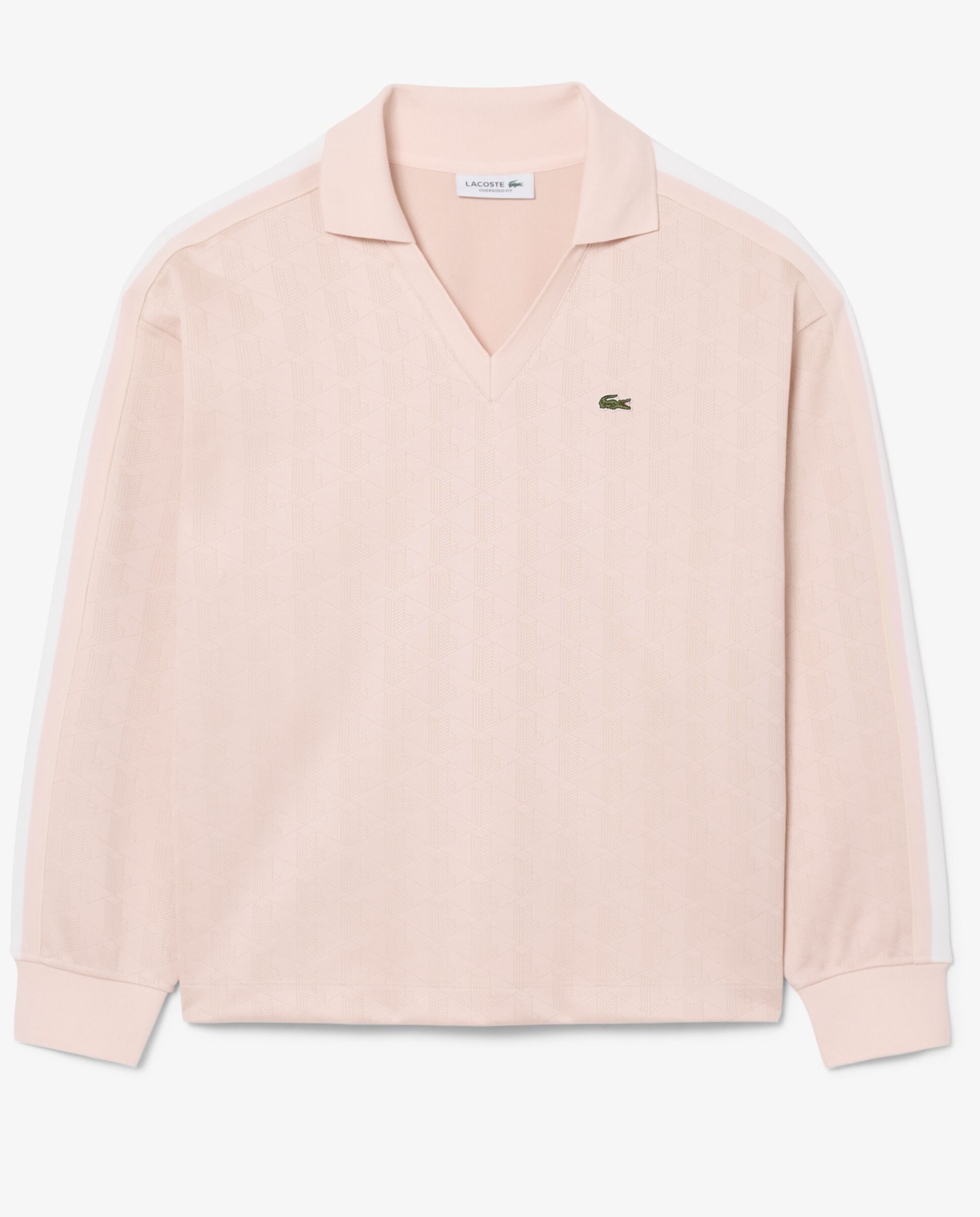 Polo de mujer oversize de jacquard con monograma en rosa de manga larga - Lacoste - Rosa Rosa-6