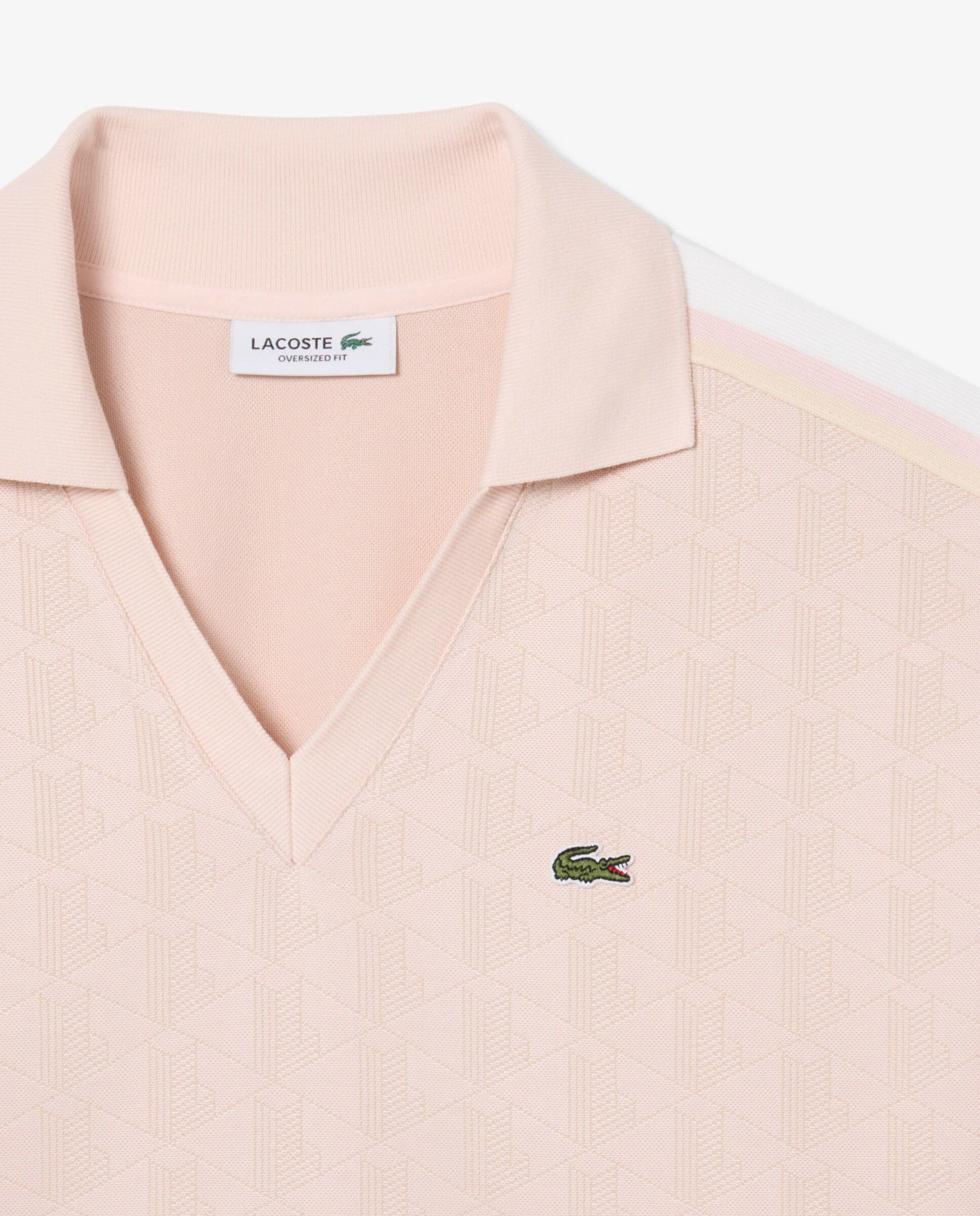 Polo de mujer oversize de jacquard con monograma en rosa de manga larga - Lacoste - Rosa Rosa-5