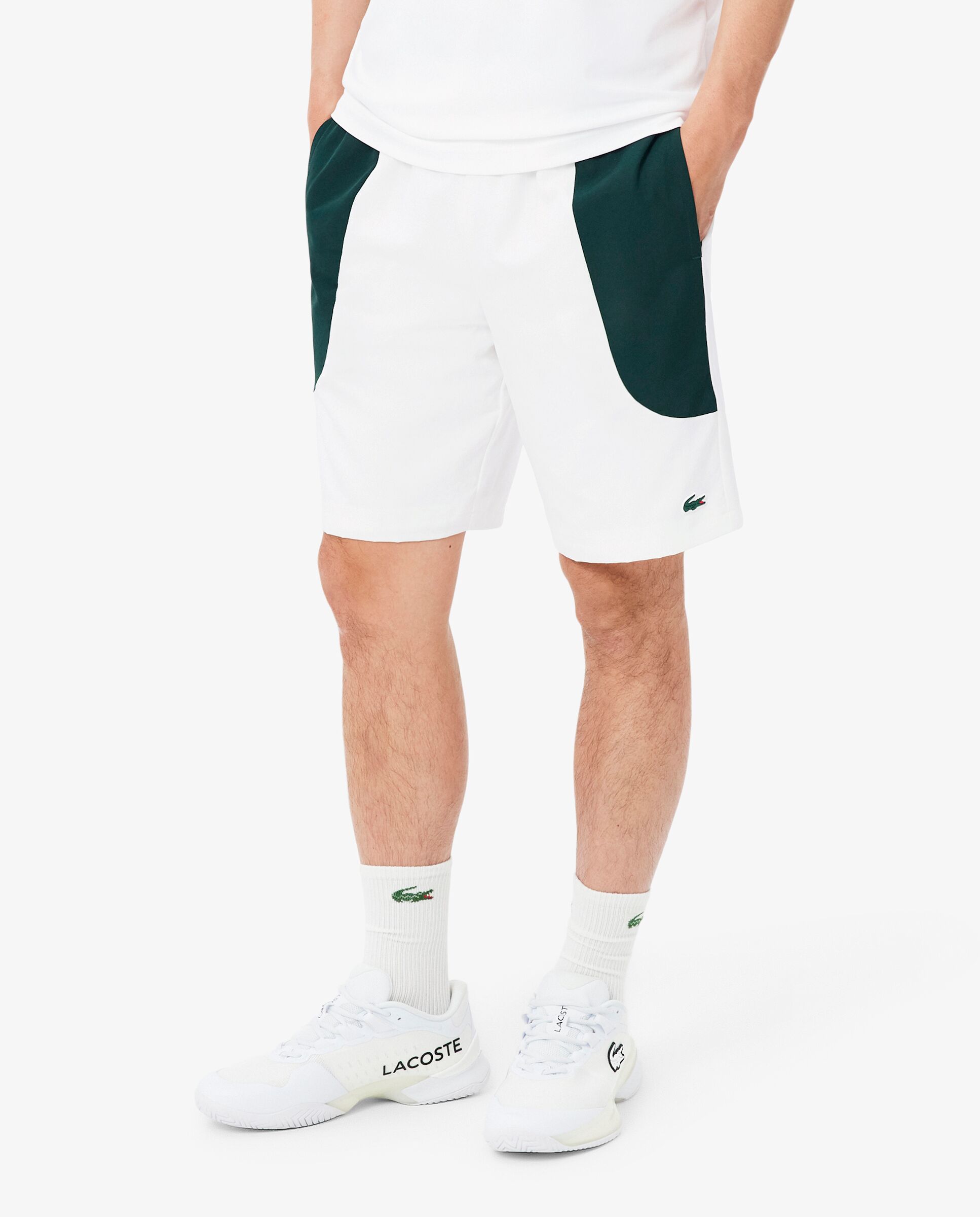 Pantalones cortos de hombre deportivo hidrófugo con bloques de color en blanco - Lacoste - Verde Verde-3