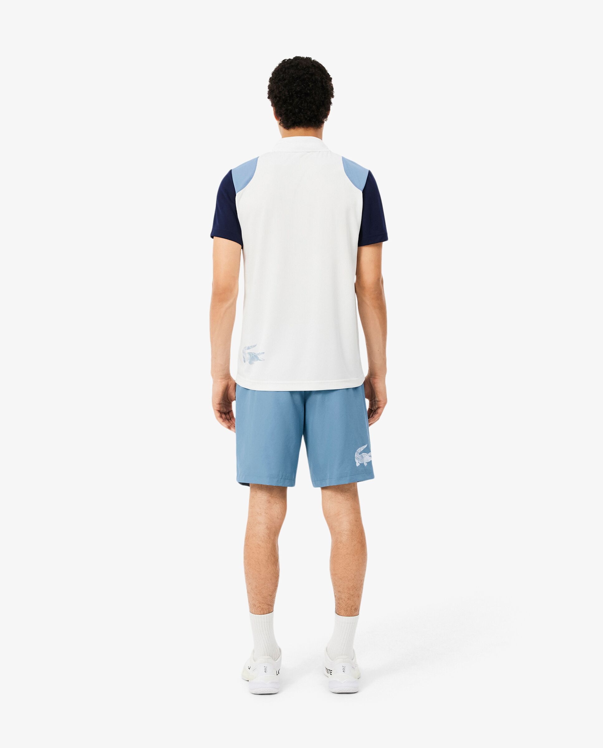 Pantalones cortos de hombre deportivo hidrófugo con bloques de color en blanco - Lacoste - Blanco / Azul Blanco / Azul-2