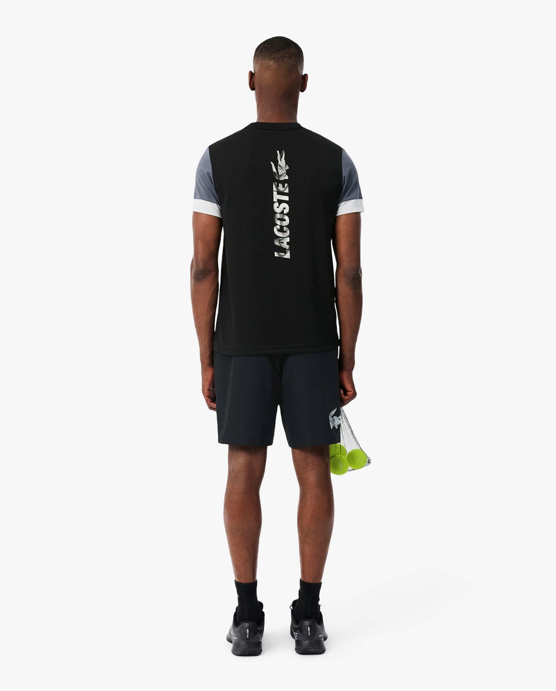 Pantalones cortos de hombre deportivo hidrófugo con bloques de color en blanco - Lacoste - Negro Negro-2