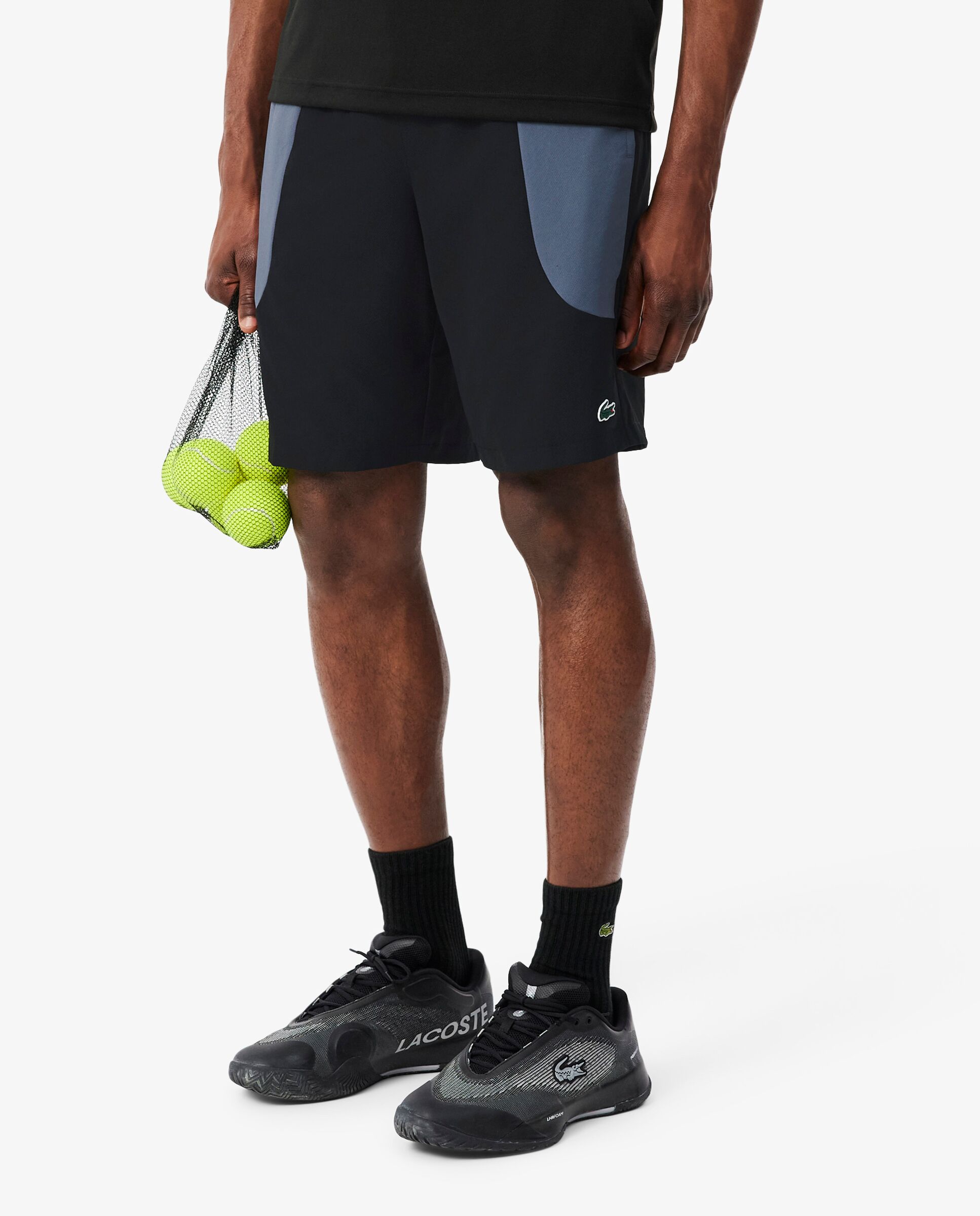 Pantalones cortos de hombre deportivo hidrófugo con bloques de color en blanco - Lacoste - Negro Negro-3