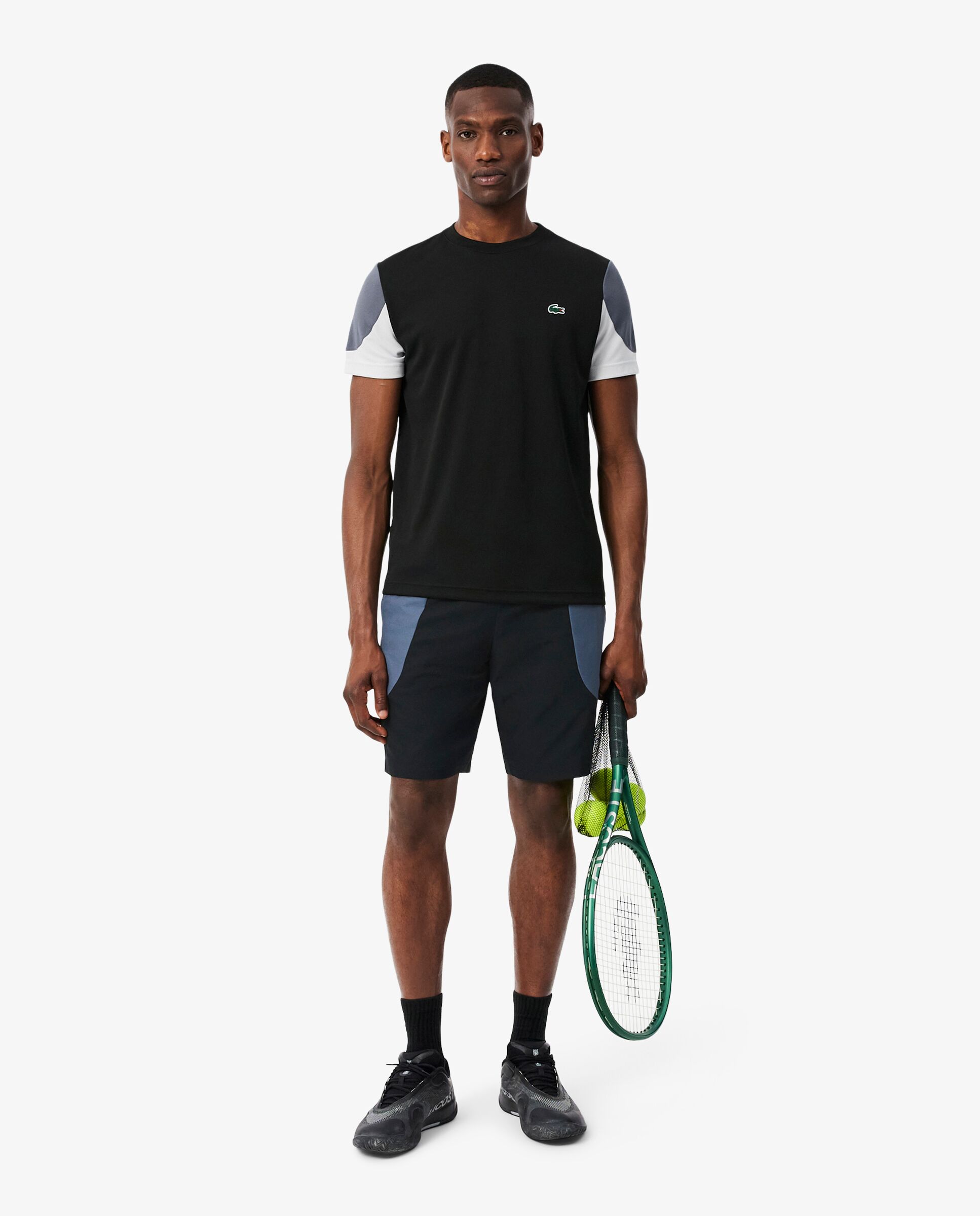 Pantalones cortos de hombre deportivo hidrófugo con bloques de color en blanco - Lacoste - Negro Negro-4