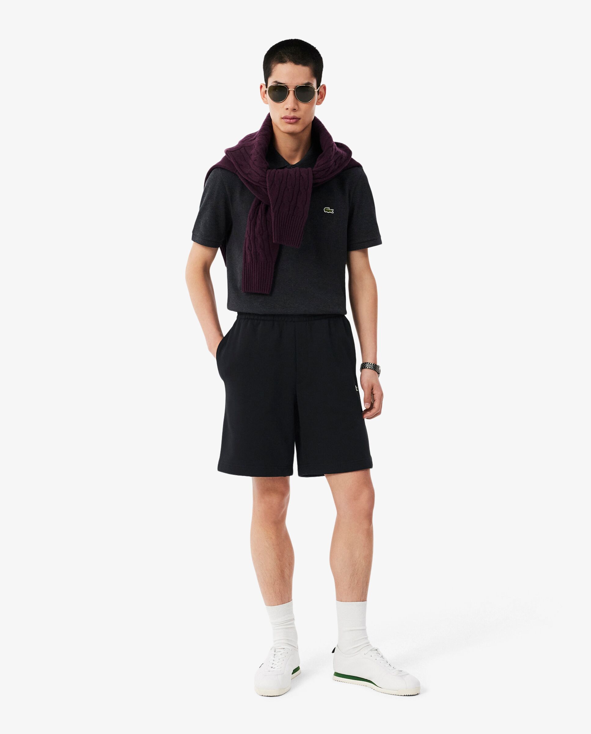 Bermudas de hombre corto de felpa en blanco - Lacoste - Negro Negro-4