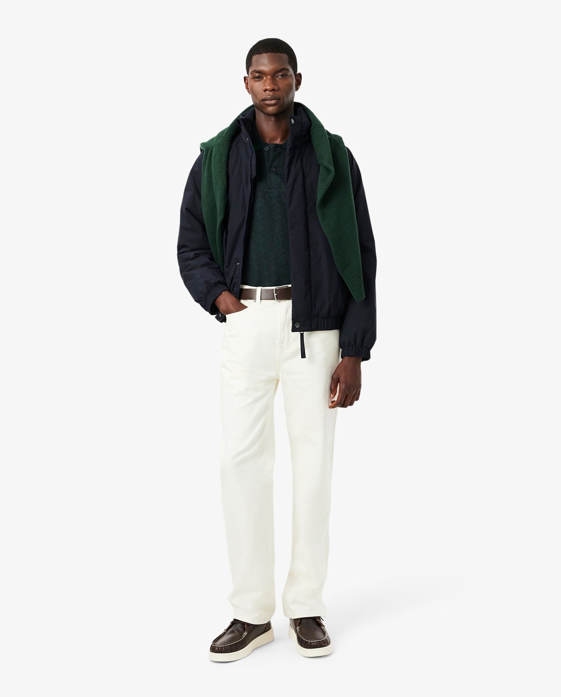 Polo de hombre de jacquard de corte clásico con monograma de manga corta - Lacoste - Verde oscuro Verde oscuro-4