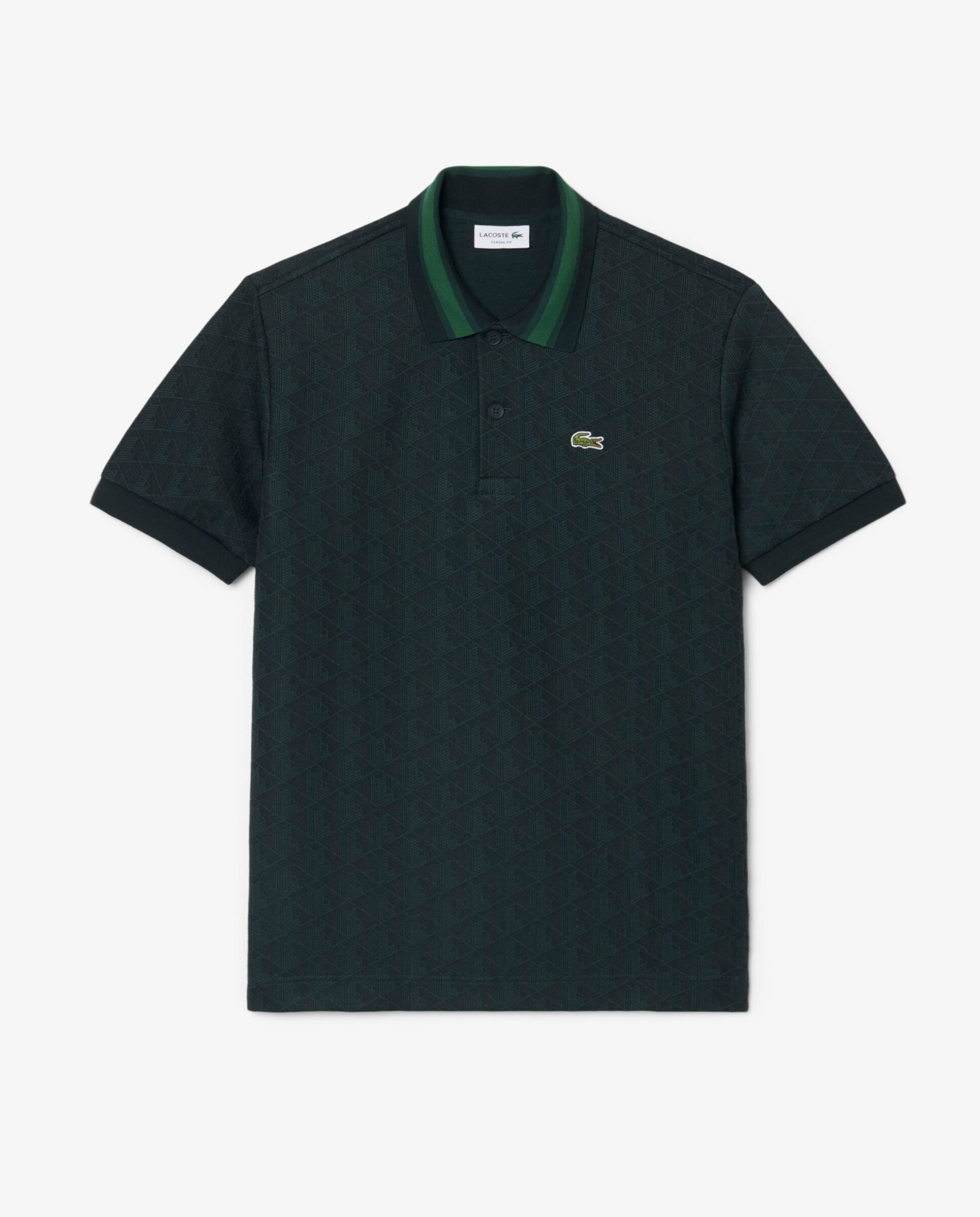 Polo de hombre de jacquard de corte clásico con monograma de manga corta - Lacoste - Verde oscuro Verde oscuro-6