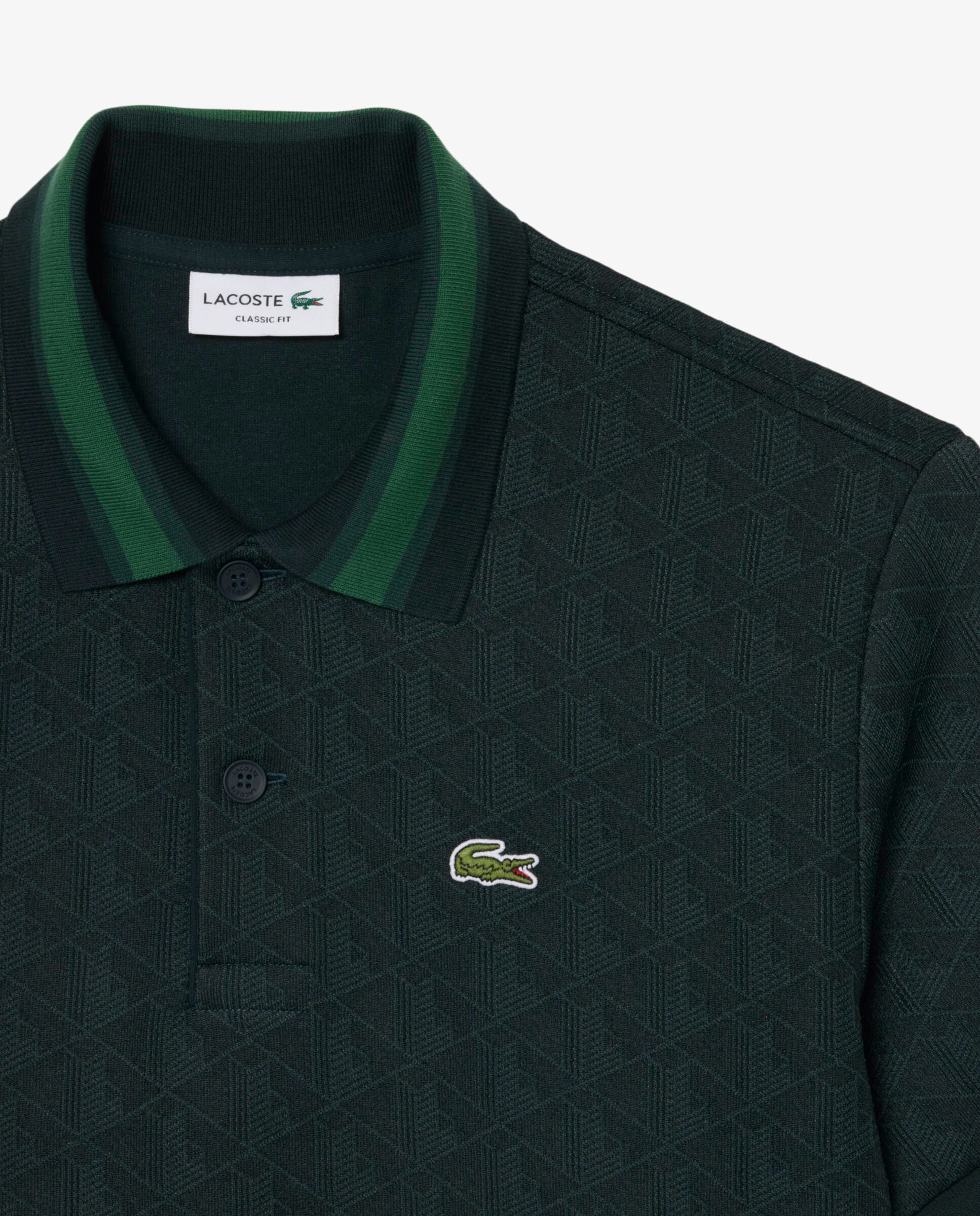 Polo de hombre de jacquard de corte clásico con monograma de manga corta - Lacoste - Verde oscuro Verde oscuro-5