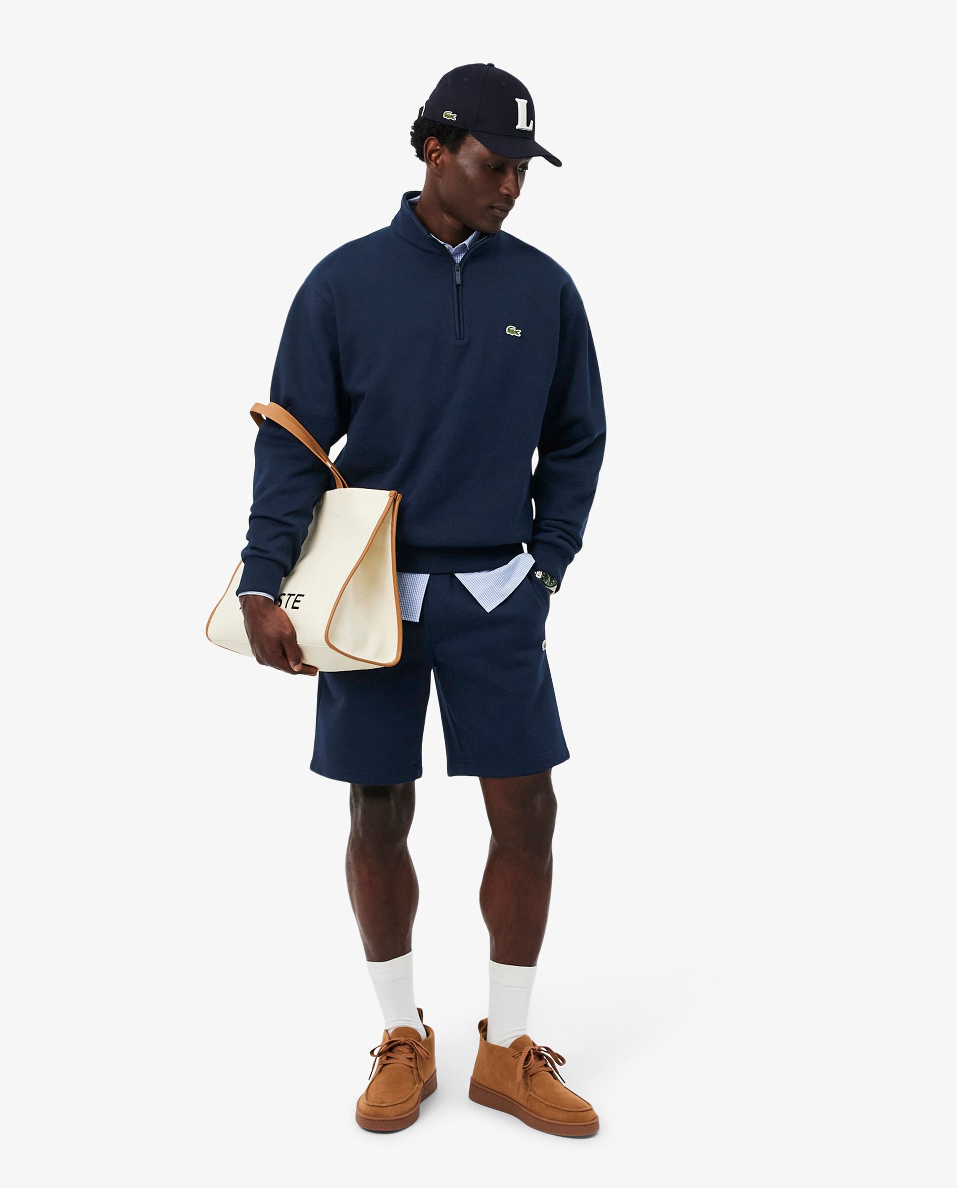 Bermudas de hombre corto de felpa en blanco - Lacoste - Azul marino Azul marino-4