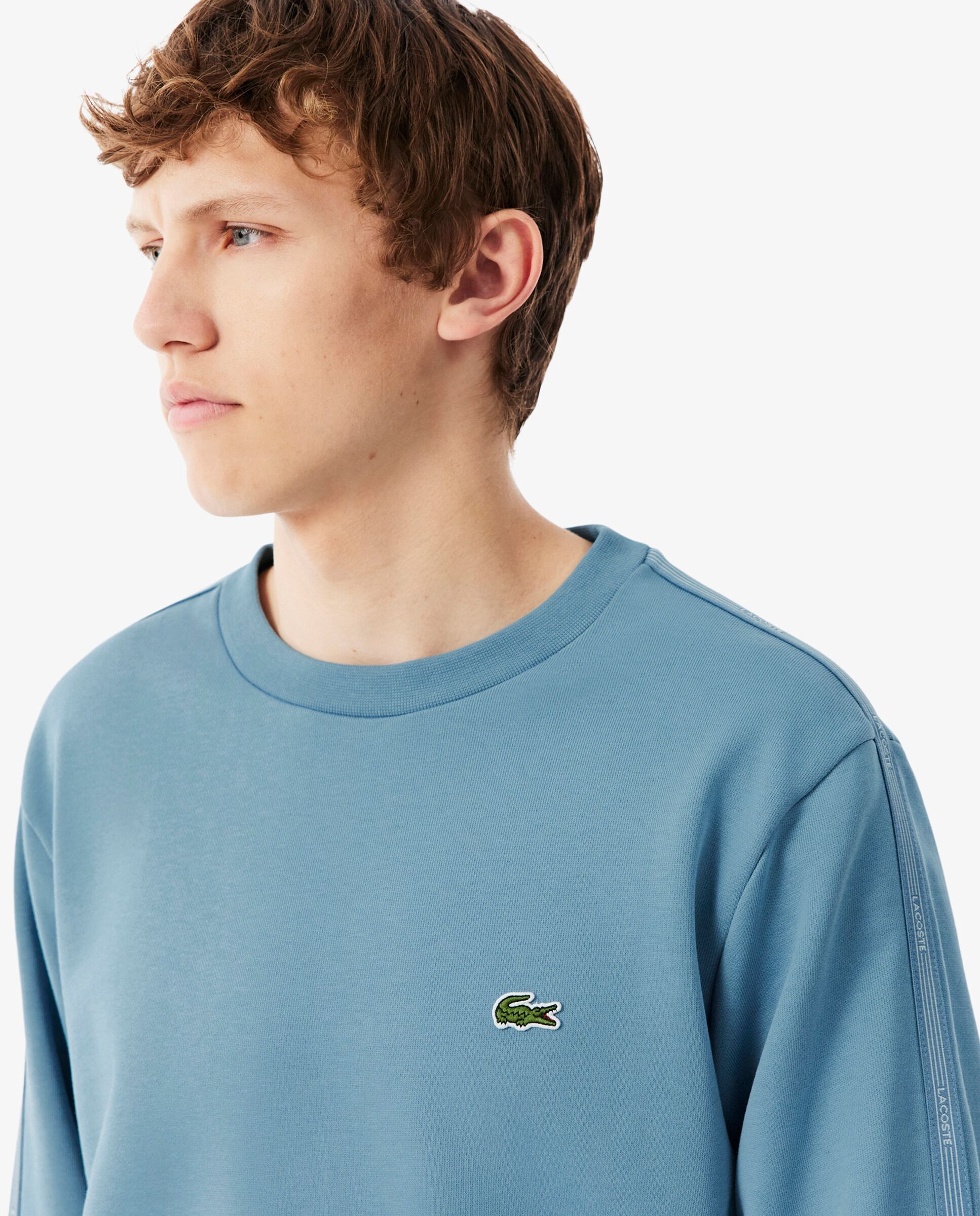 Sudadera de hombre de felpa con franja de rayas - Lacoste - Azul claro Azul claro-3