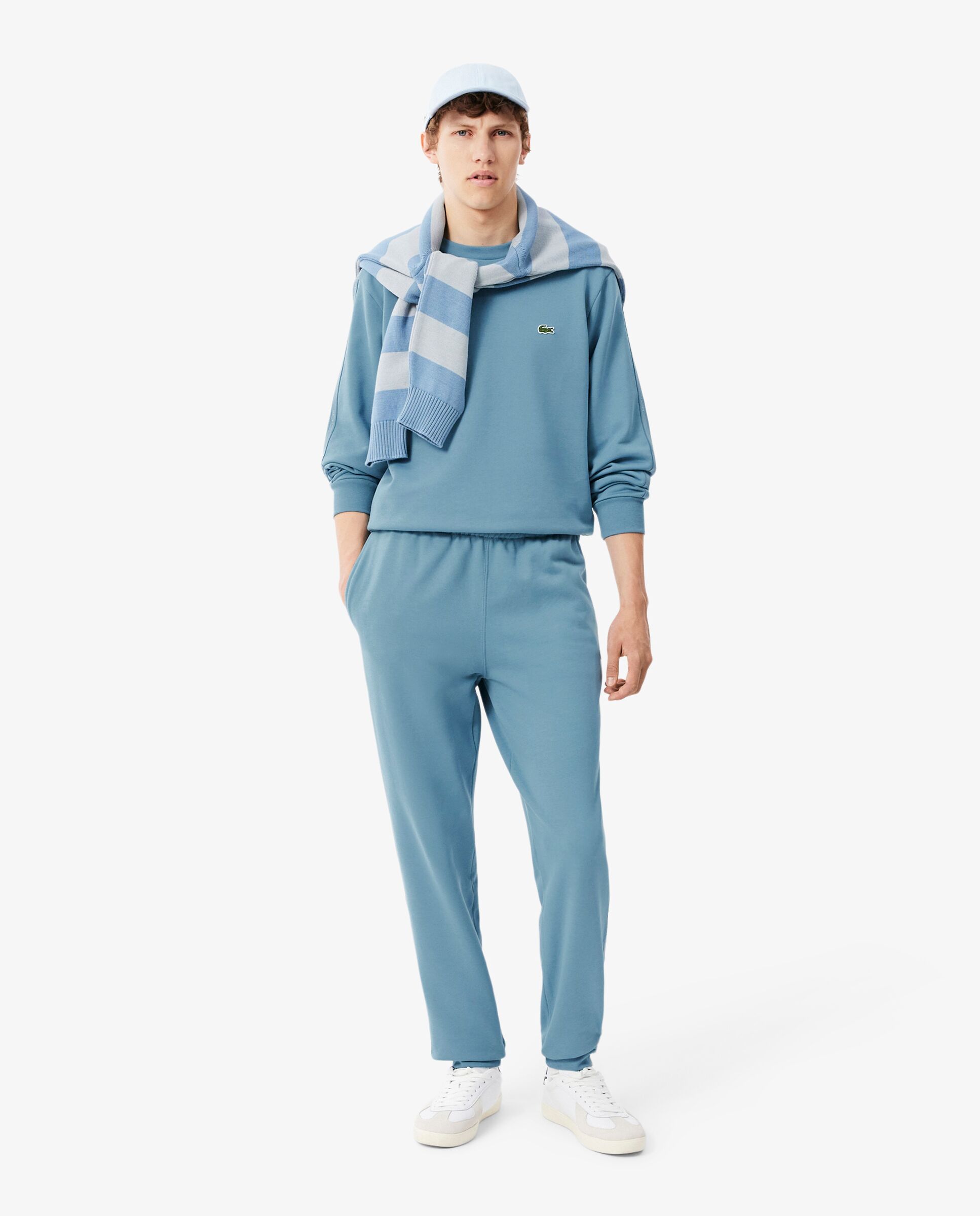 Sudadera de hombre de felpa con franja de rayas - Lacoste - Azul claro Azul claro-4