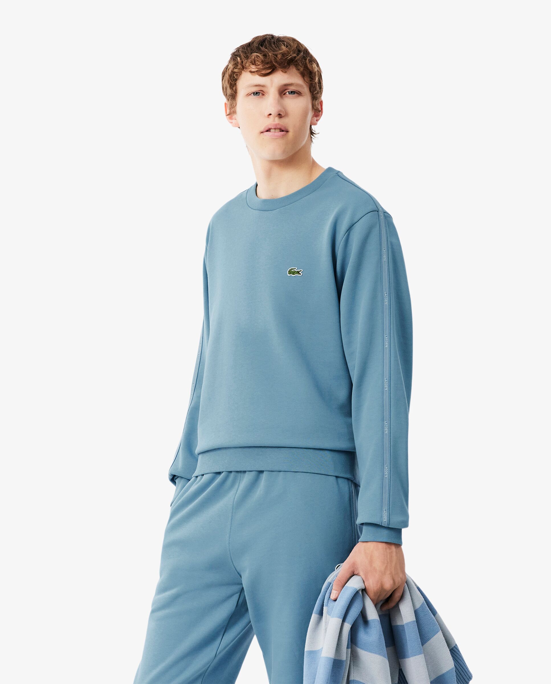 Imagen 0 de Sudadera de hombre de felpa con franja de rayas Azul claro