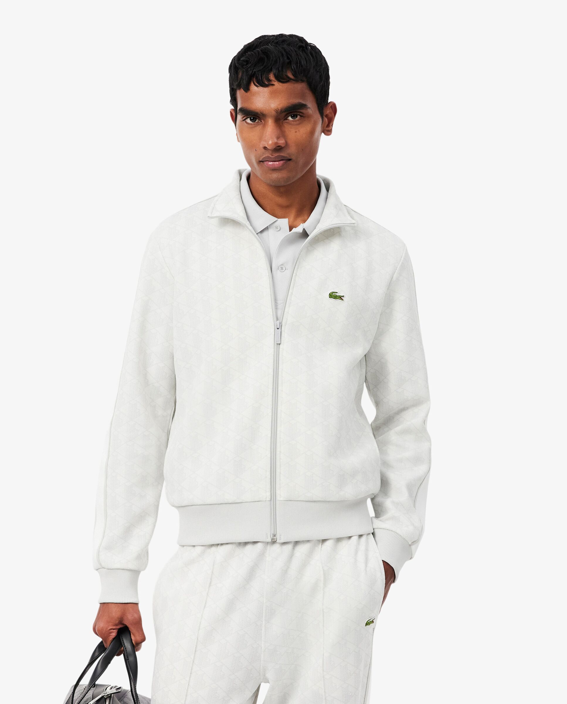 Chaqueta de hombre de chándal con cremallera de jacquard paris - Lacoste - Gris Gris-3