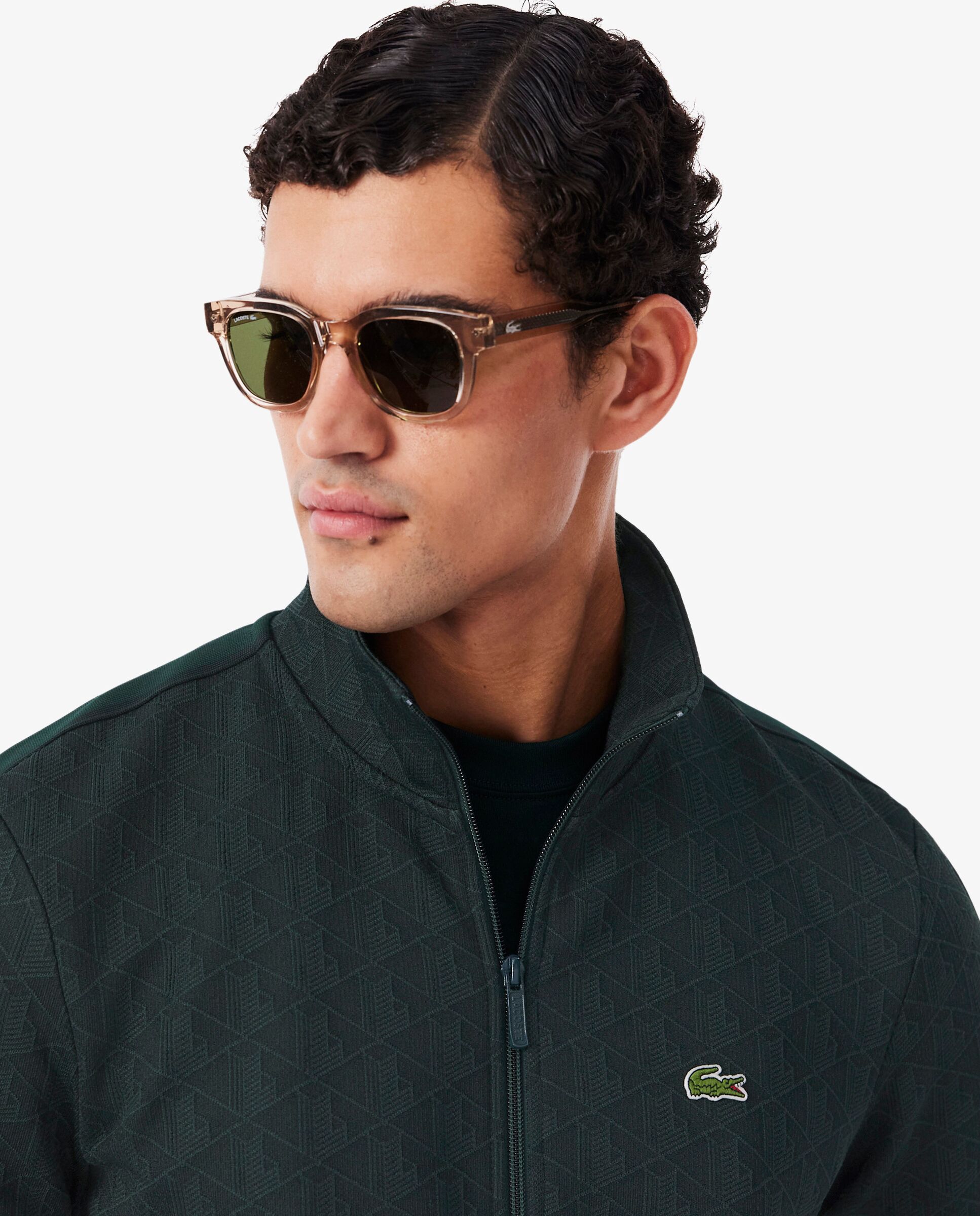 Chaqueta de hombre de chándal con cremallera de jacquard paris - Lacoste - Verde oscuro Verde oscuro-3