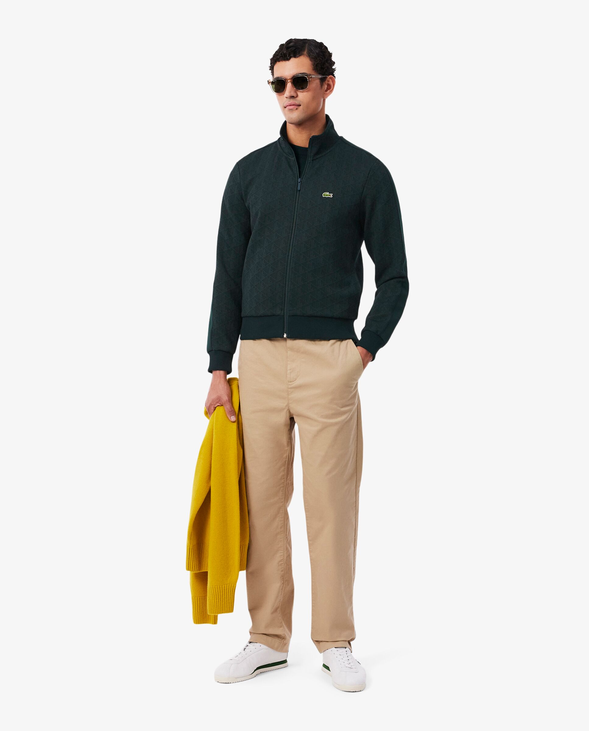 Chaqueta de hombre de chándal con cremallera de jacquard paris - Lacoste - Verde oscuro Verde oscuro-4