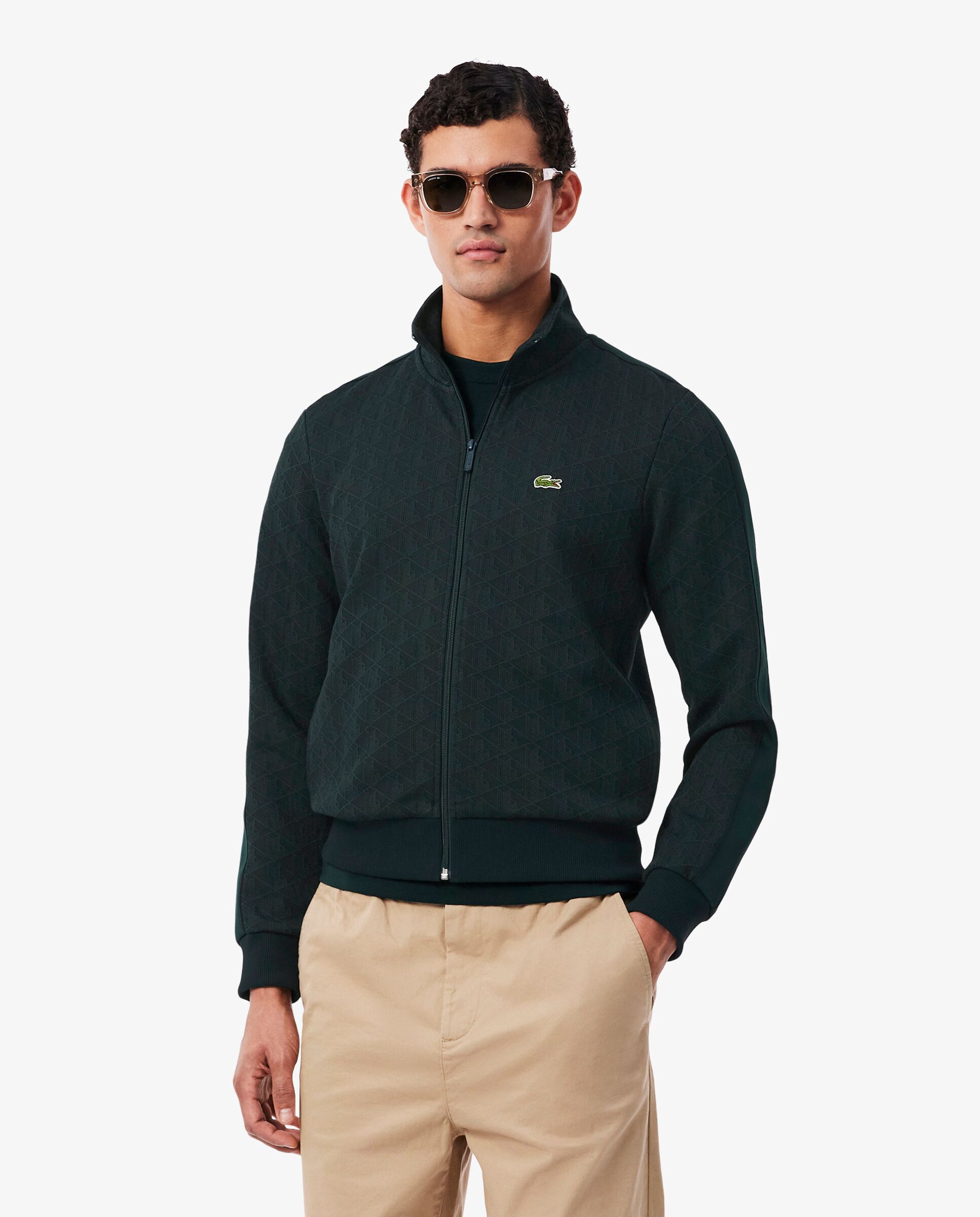 Imagen 0 de Chaqueta de hombre de chándal con cremallera de jacquard paris Verde oscuro