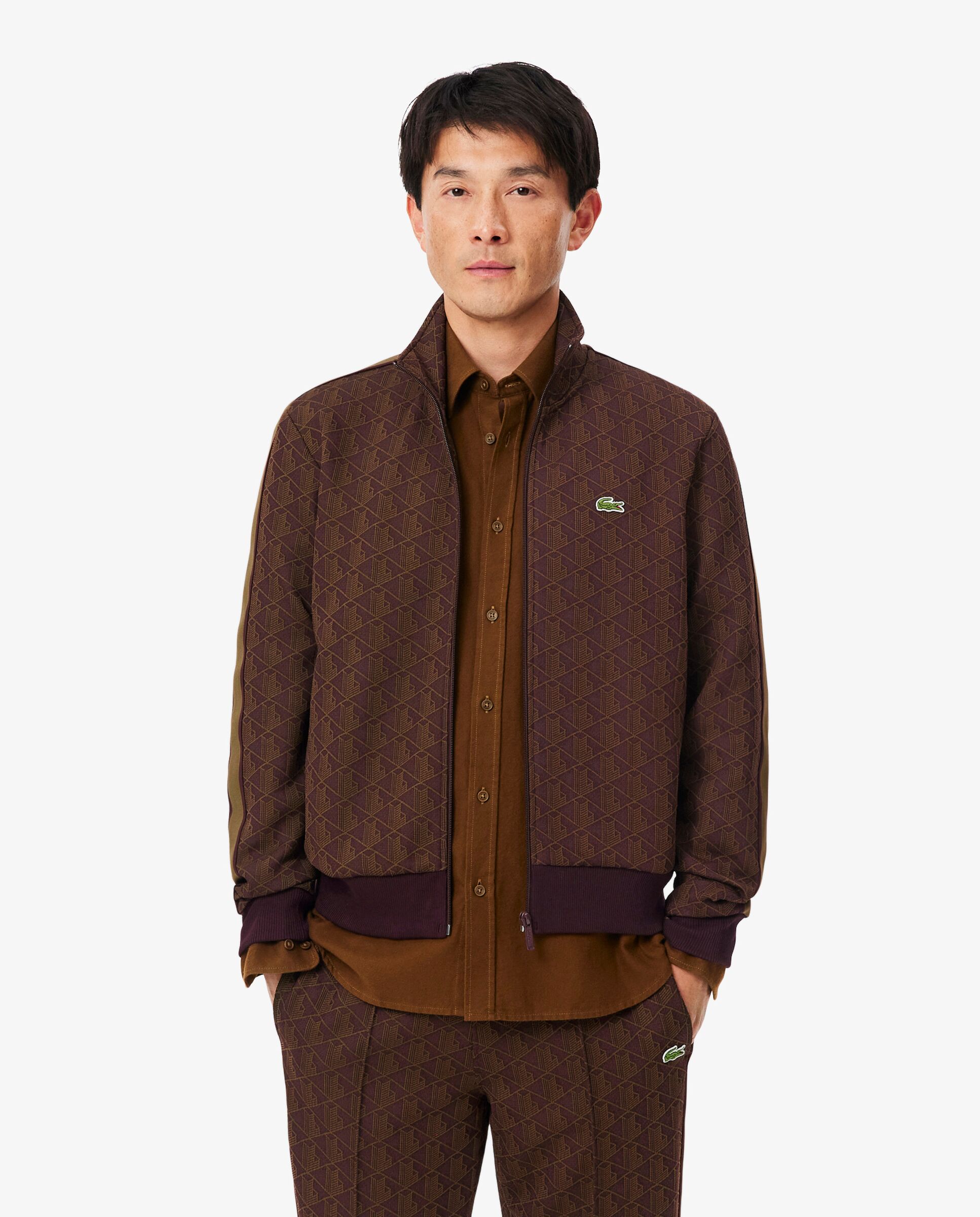 Chaqueta de hombre de chándal con cremallera de jacquard paris - Lacoste - Marrón Marrón-1