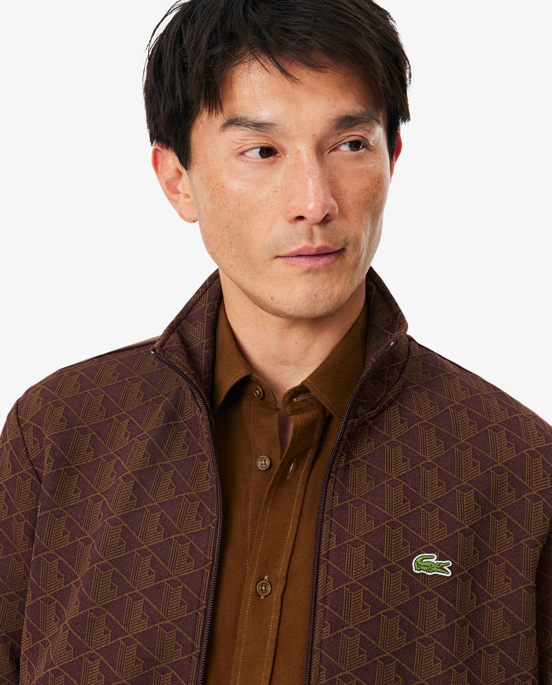 Chaqueta de hombre de chándal con cremallera de jacquard paris - Lacoste - Marrón Marrón-3