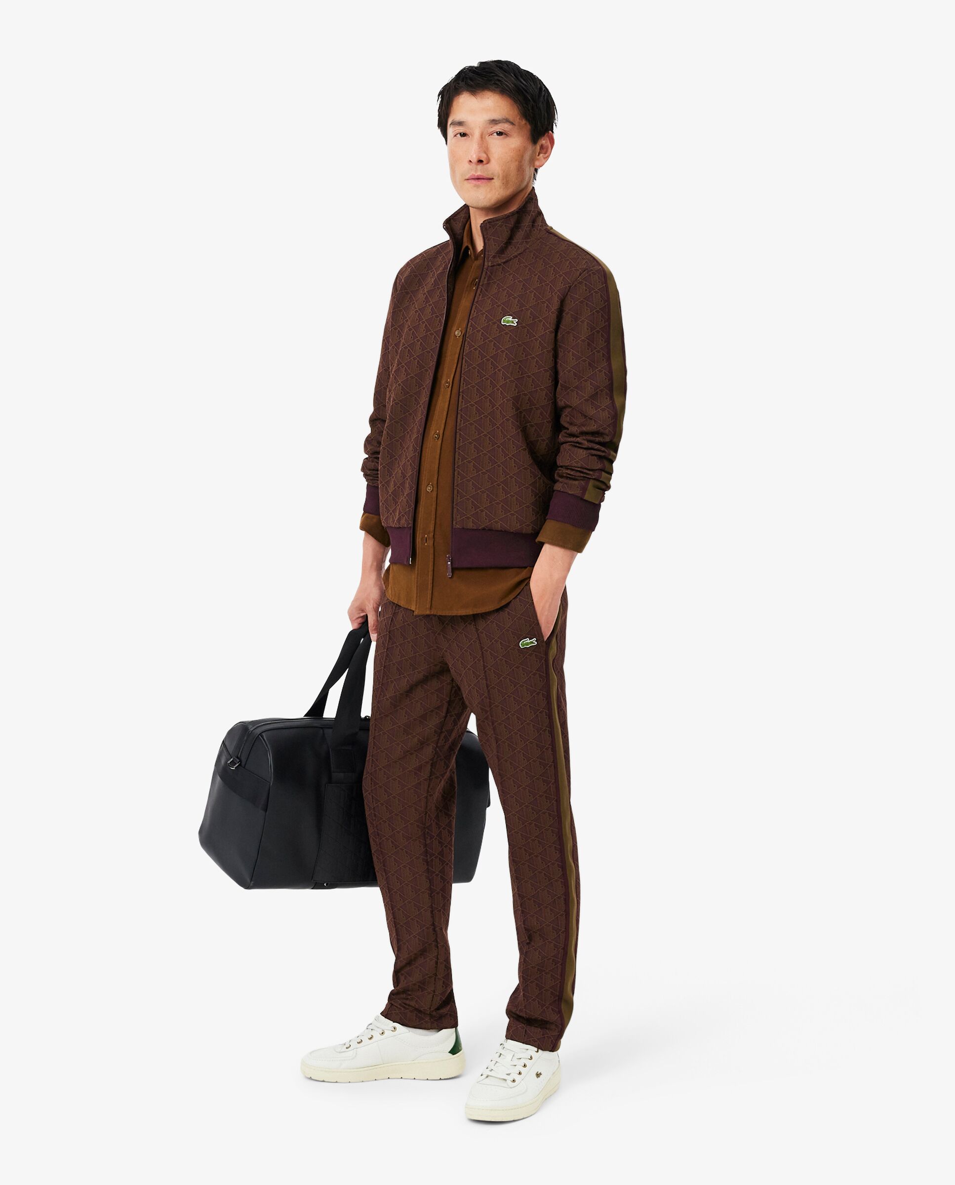 Chaqueta de hombre de chándal con cremallera de jacquard paris - Lacoste - Marrón Marrón-4