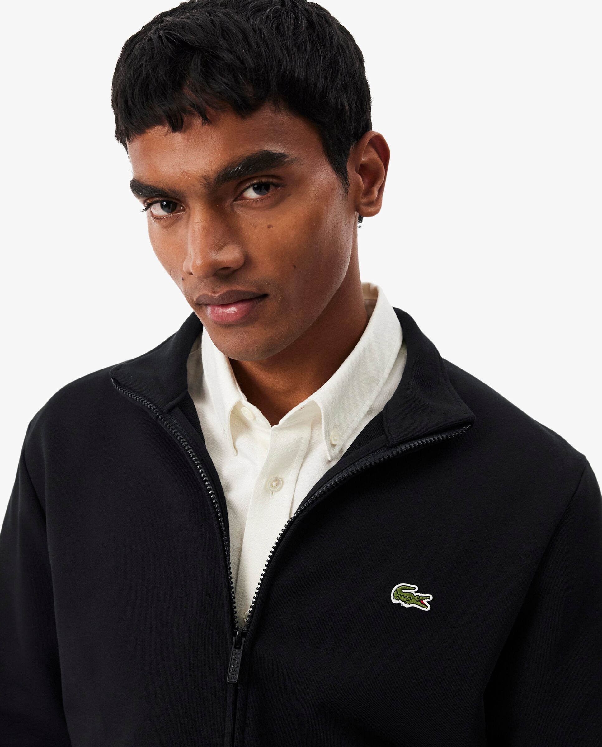 Sudadera de hombre con cremallera de felpa de algodón en azul - Lacoste - Negro Negro-3