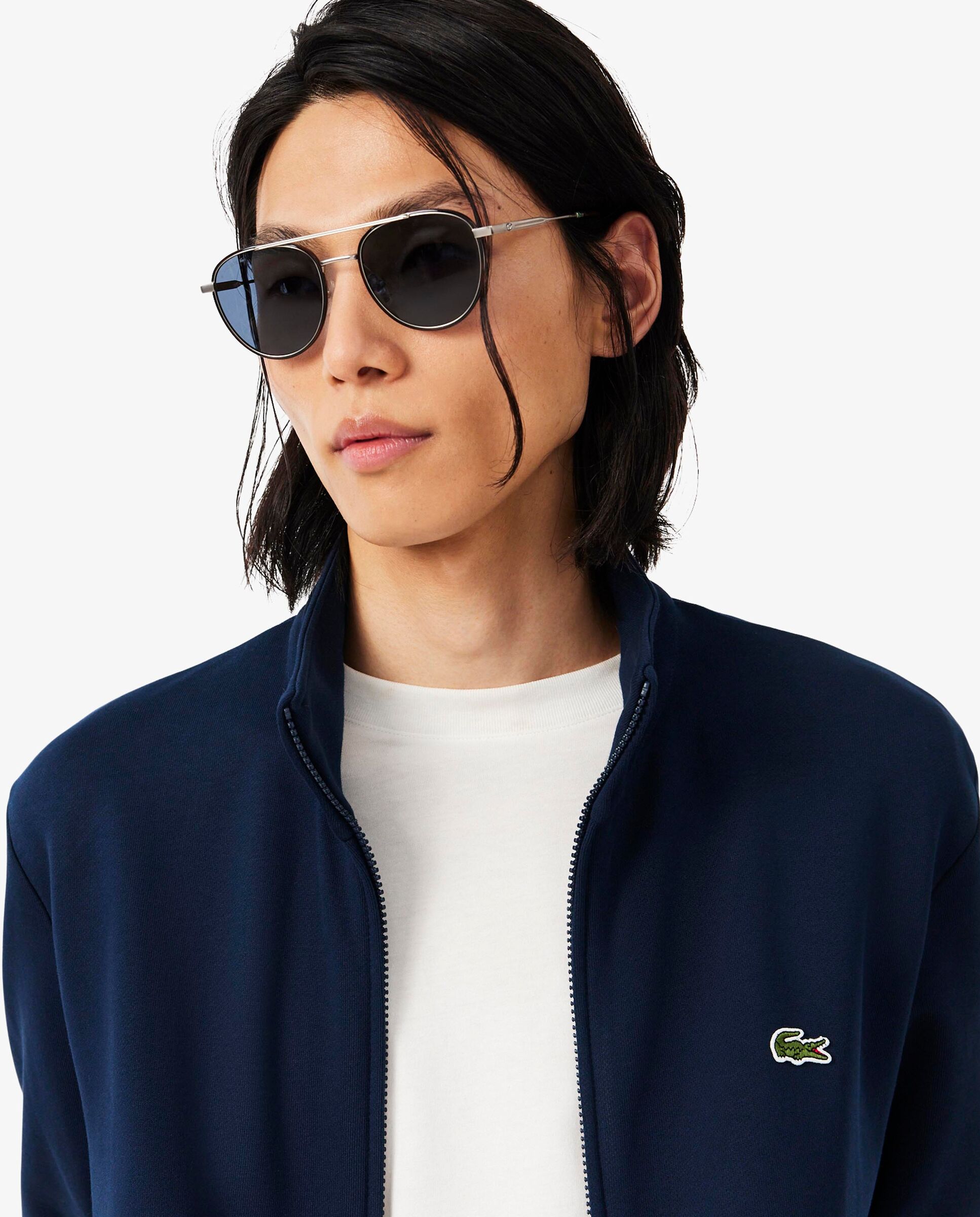 Sudadera de hombre con cremallera de felpa de algodón en azul - Lacoste - Azul marino Azul marino-3