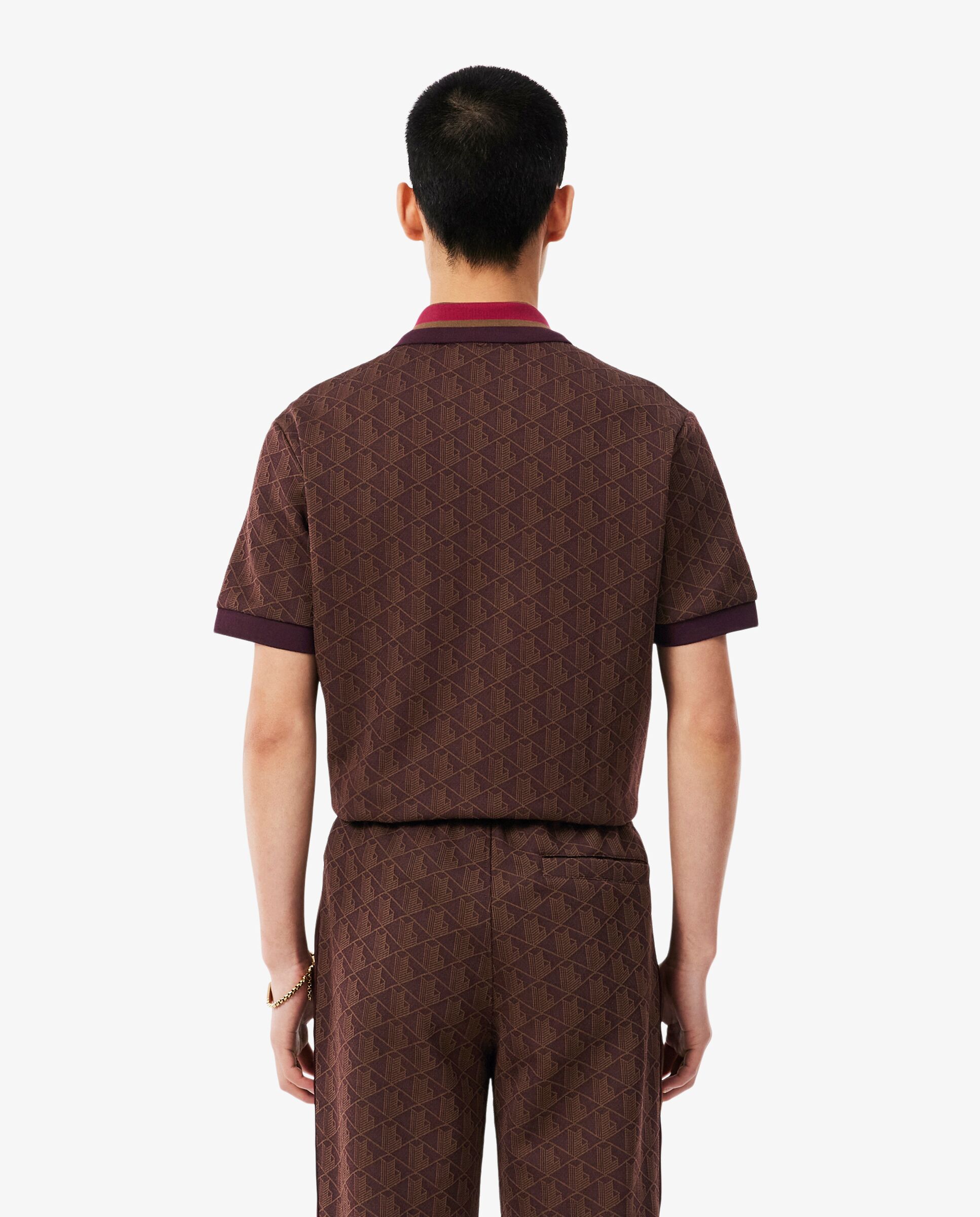 Polo de hombre de jacquard de corte clásico con monograma de manga corta - Lacoste - Marrón Marrón-2