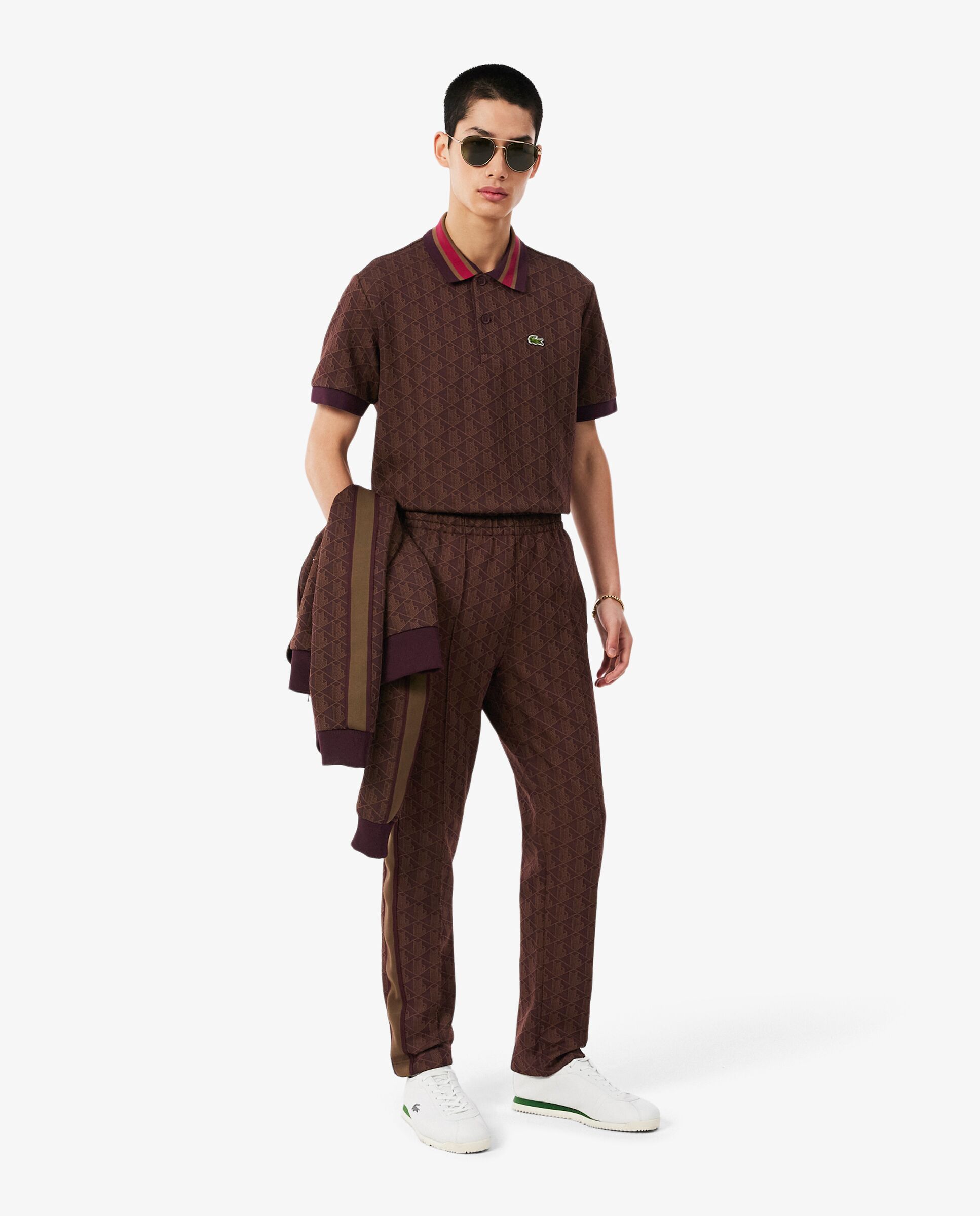 Polo de hombre de jacquard de corte clásico con monograma de manga corta - Lacoste - Marrón Marrón-4
