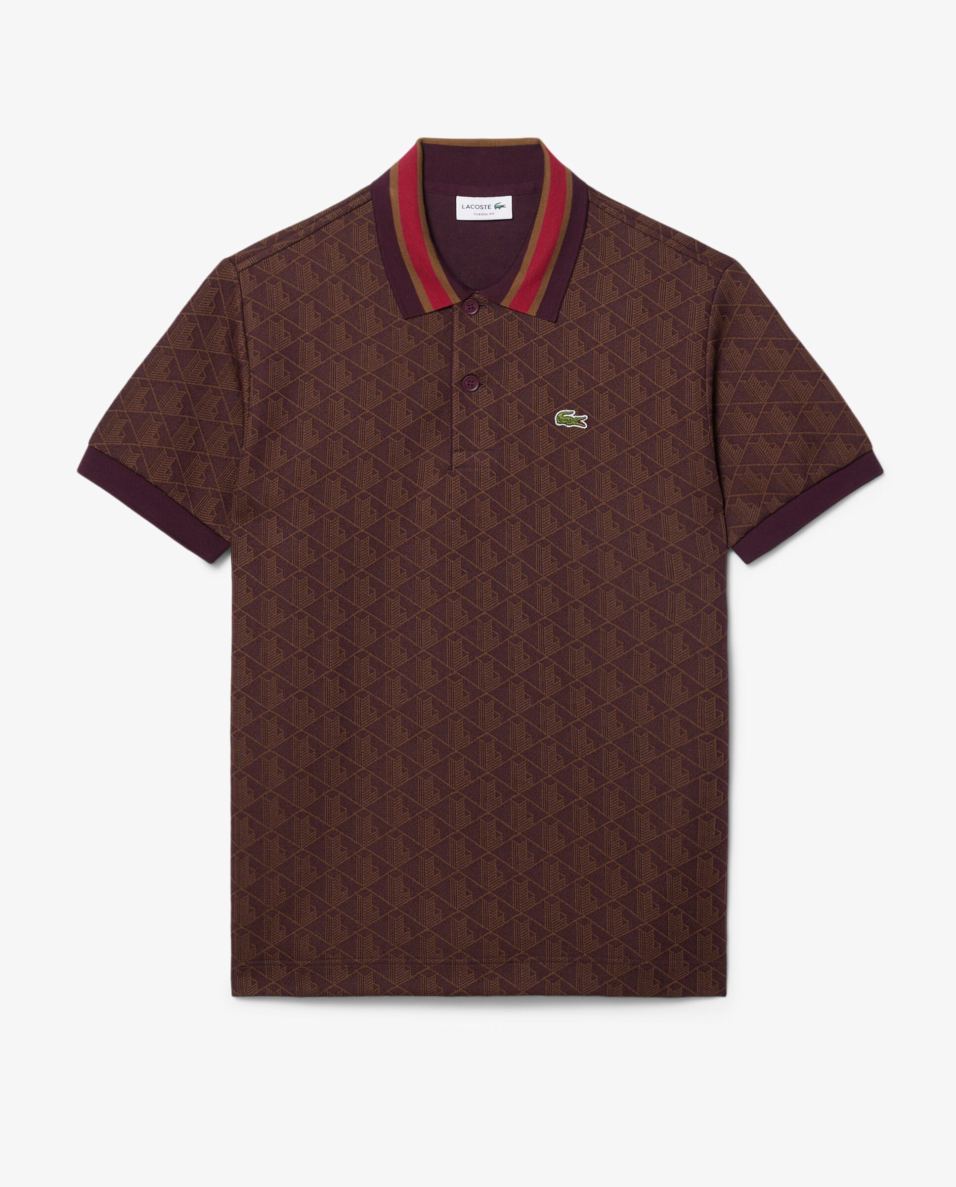 Polo de hombre de jacquard de corte clásico con monograma de manga corta - Lacoste - Marrón Marrón-6