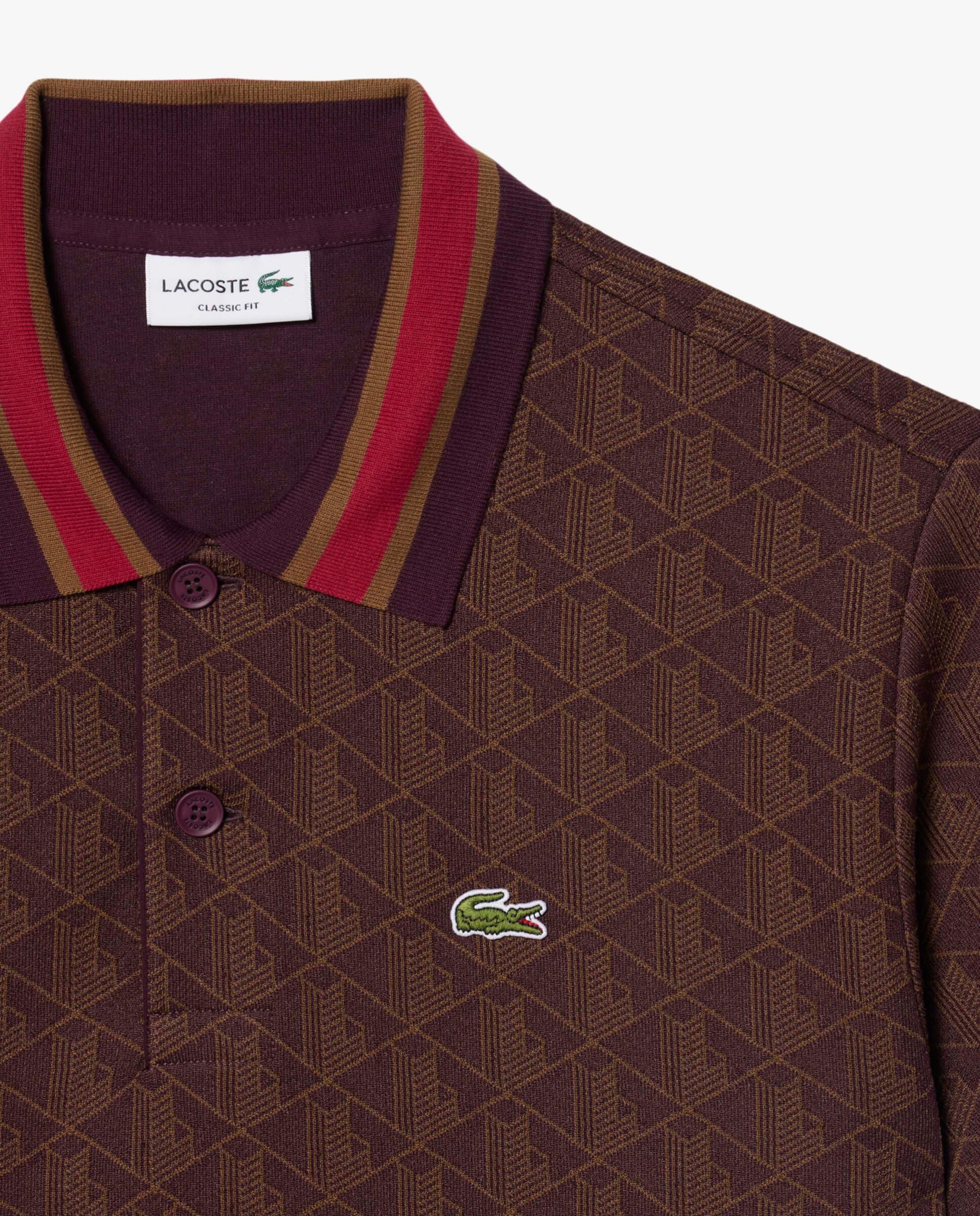 Polo de hombre de jacquard de corte clásico con monograma de manga corta - Lacoste - Marrón Marrón-5