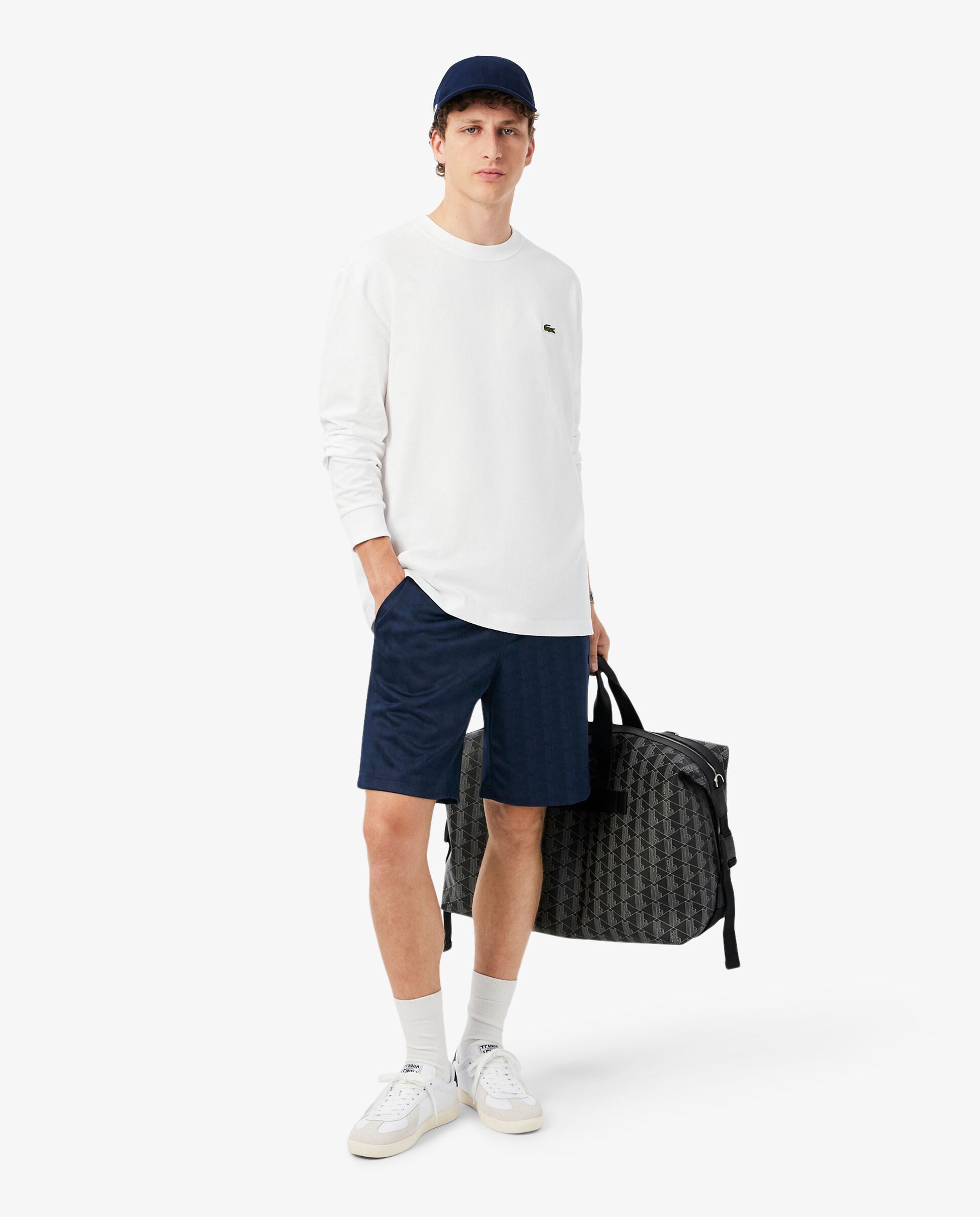 Bermudas de hombre de jacquard con monograma de corte regular en azul - Lacoste - Azul marino Azul marino-4