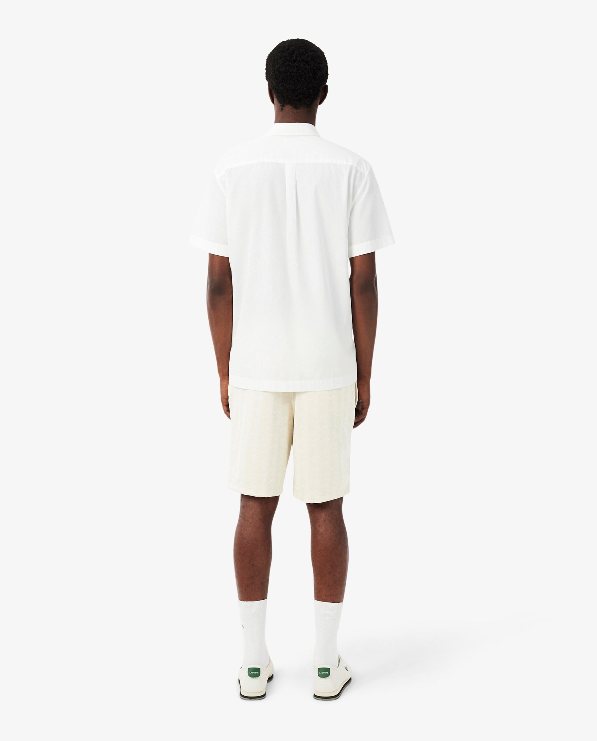 Bermudas de hombre de jacquard con monograma de corte regular en azul - Lacoste - Beige Beige-2