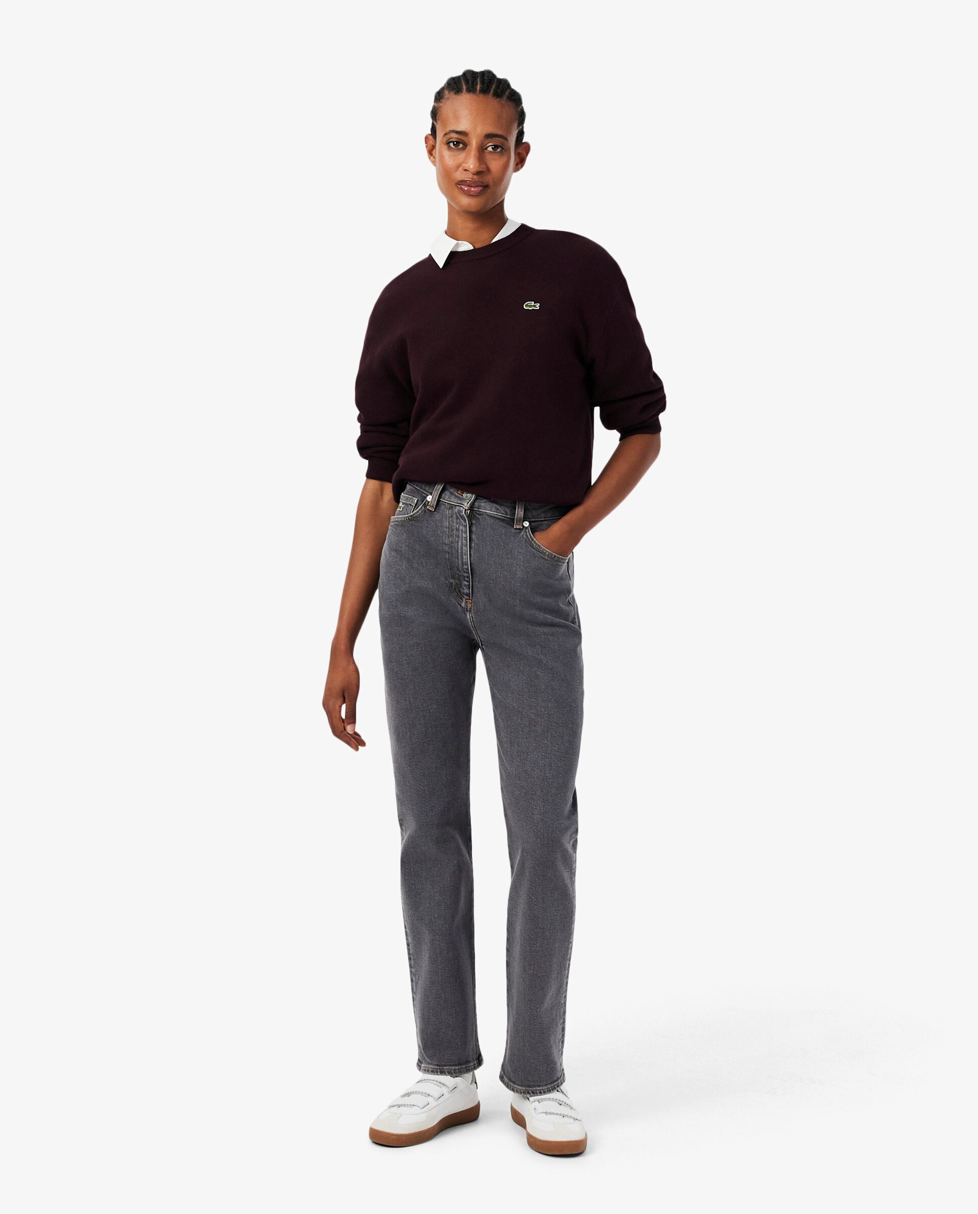 Imagen 0 de Pantalón de mujer vaquero de corte recto y tiro alto en gris Gris oscuro