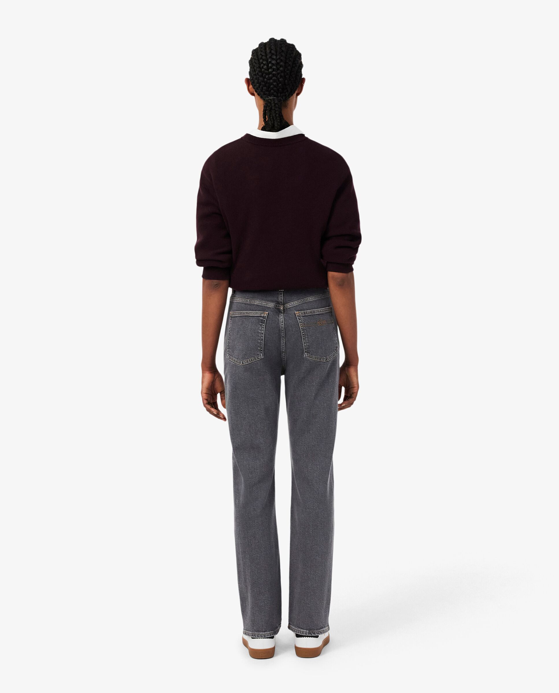 Pantalón de mujer vaquero de corte recto y tiro alto en gris - Lacoste - Gris oscuro Gris oscuro-2