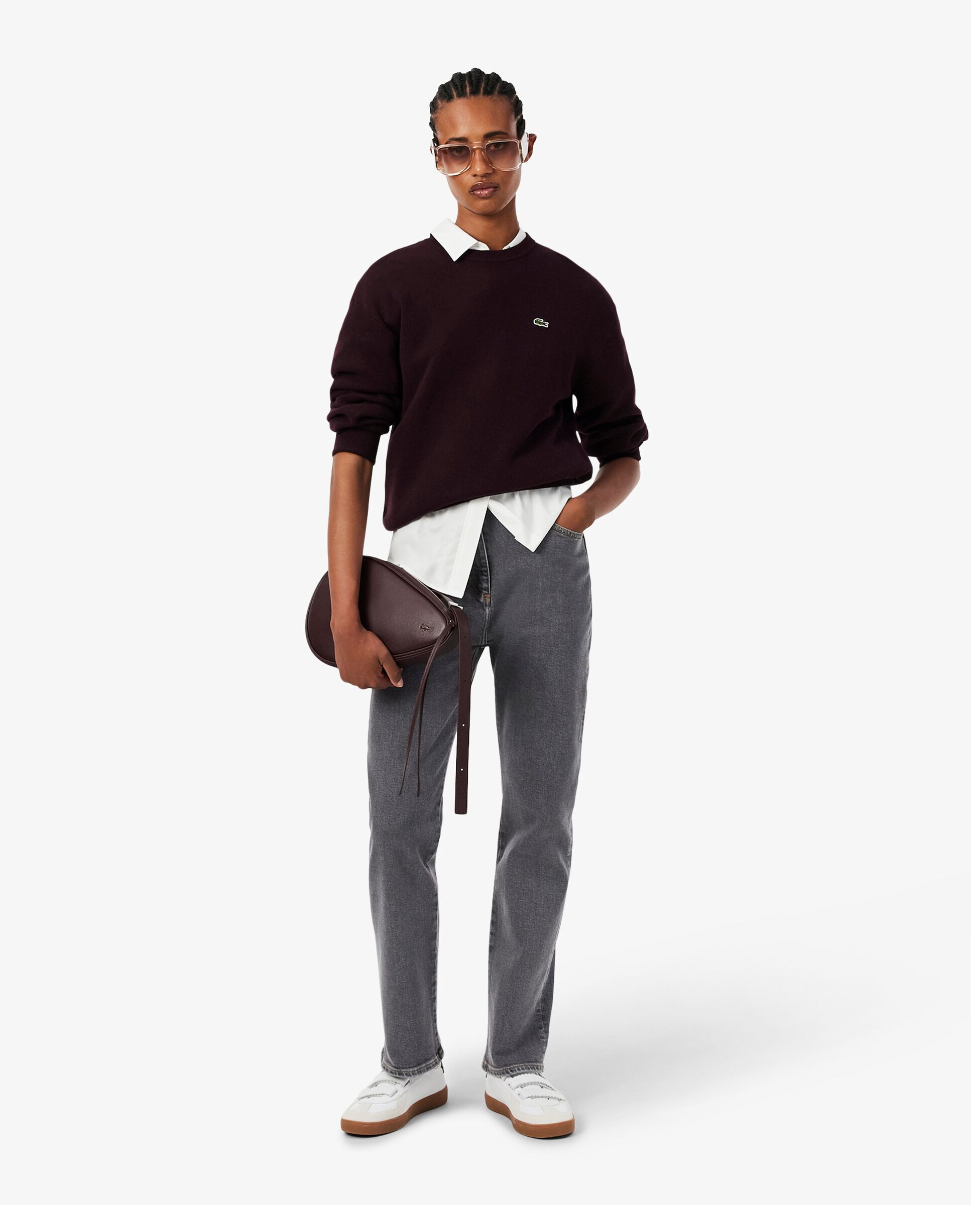 Pantalón de mujer vaquero de corte recto y tiro alto en gris - Lacoste - Gris oscuro Gris oscuro-4