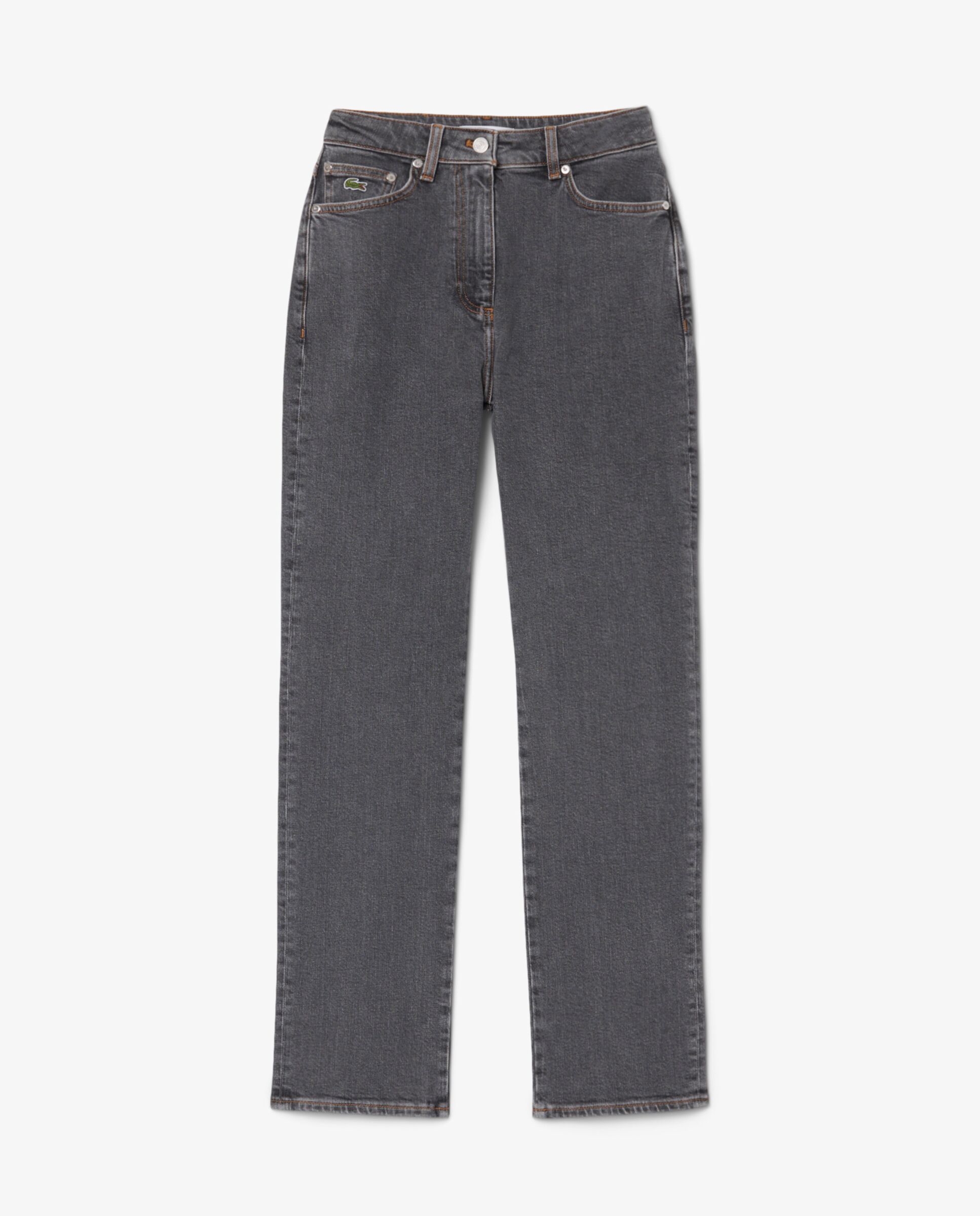 Pantalón de mujer vaquero de corte recto y tiro alto en gris - Lacoste - Gris oscuro Gris oscuro-6