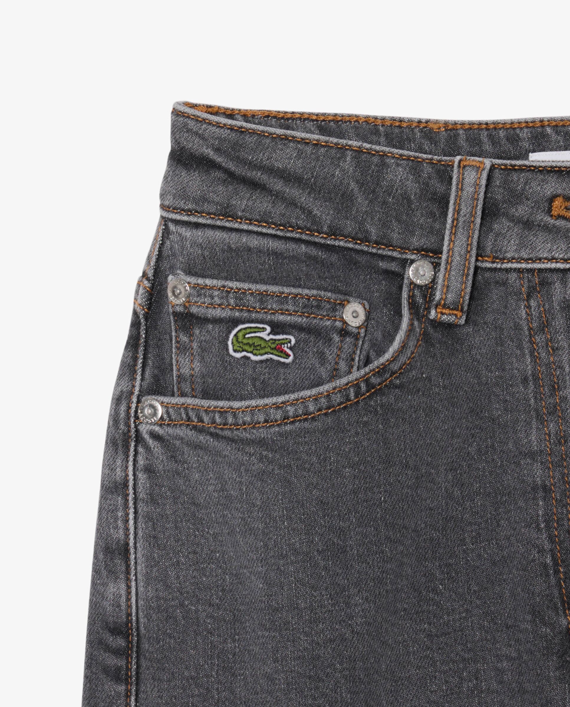 Pantalón de mujer vaquero de corte recto y tiro alto en gris - Lacoste - Gris oscuro Gris oscuro-5