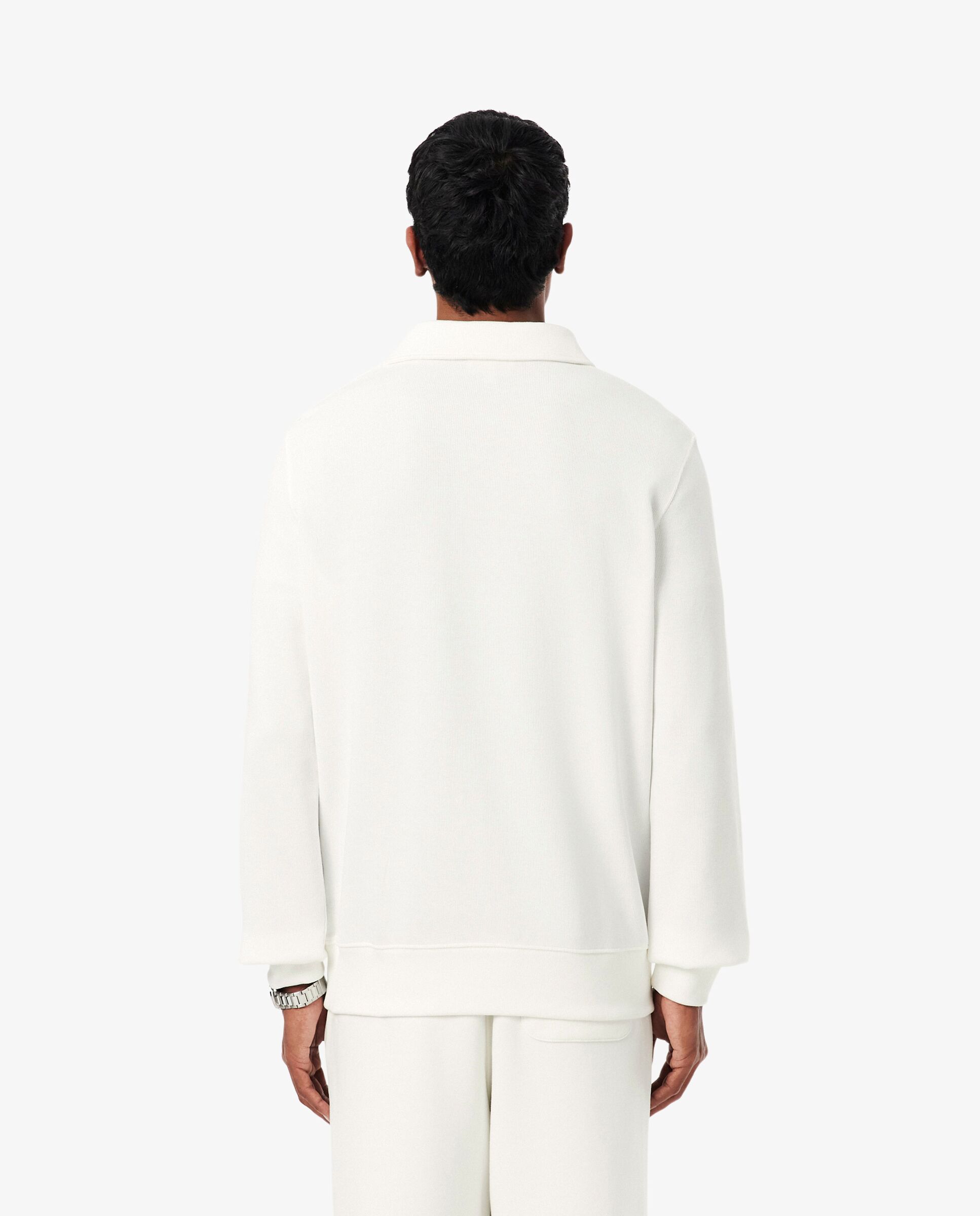 Sudadera de hombre con cuello polo de hombre de canalé de algodón en - Lacoste - Blanco Blanco-2